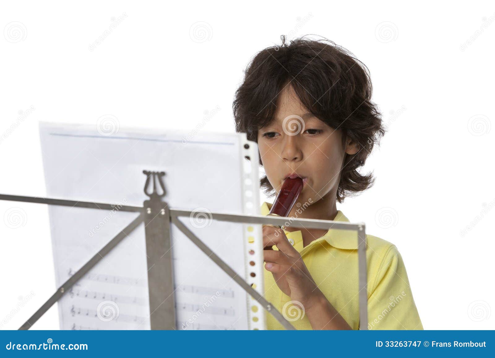 Little Boy is Playing the Recorder Stock Image Image of studio, child