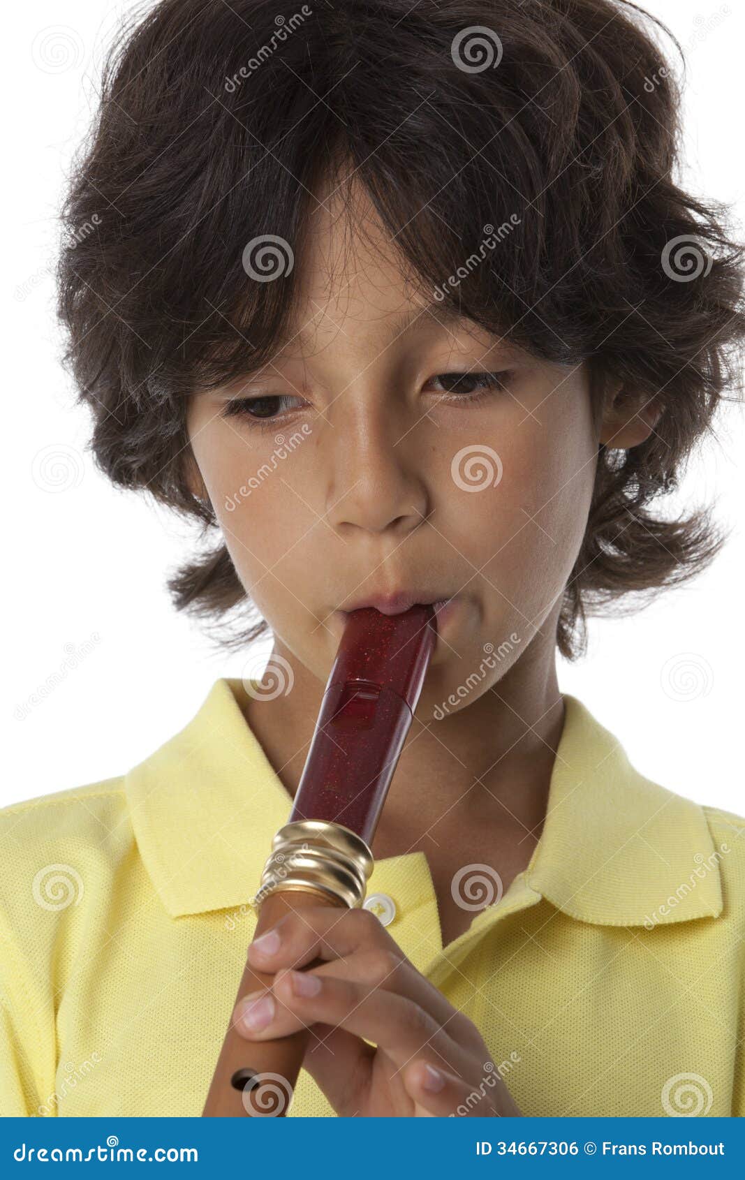 Little Boy is Playing the Recorder Stock Photo Image of recorder