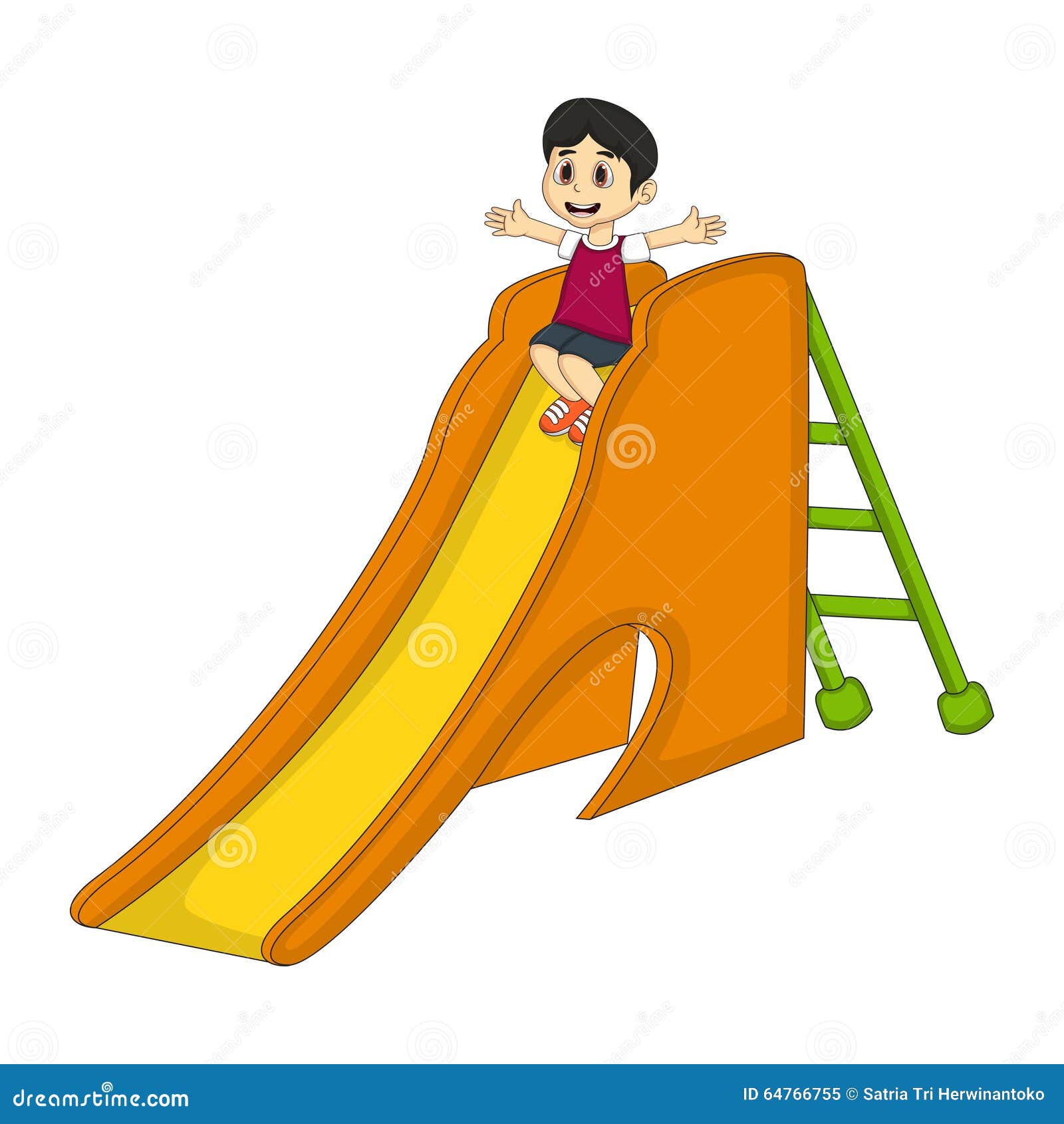 Little Boy Playing on a Slide Cartoon Stock Vector - Illustration of park,  clip: 64766755