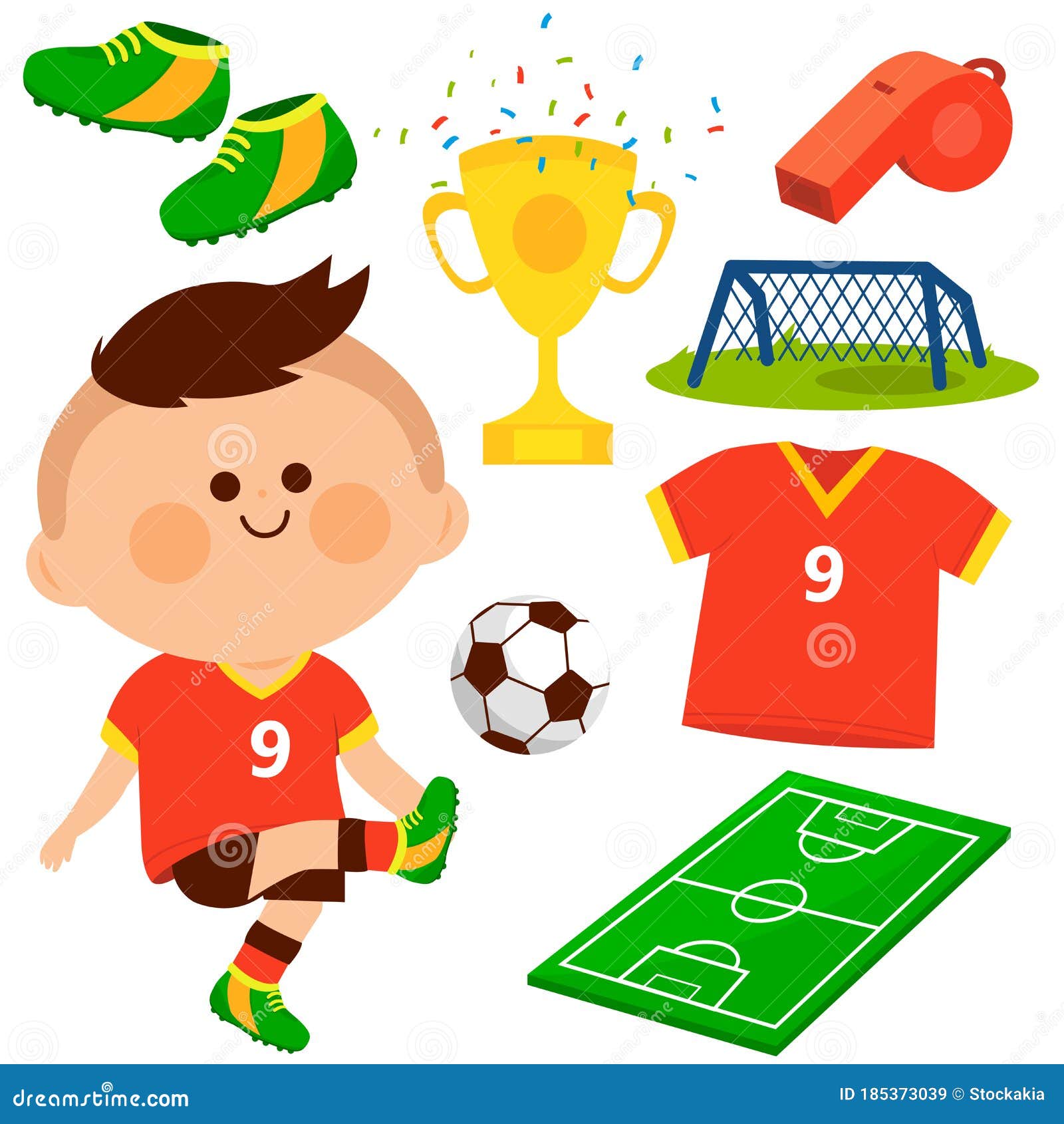 Download Little Boy Playing Soccer. Vector Collection Stock Vector ...