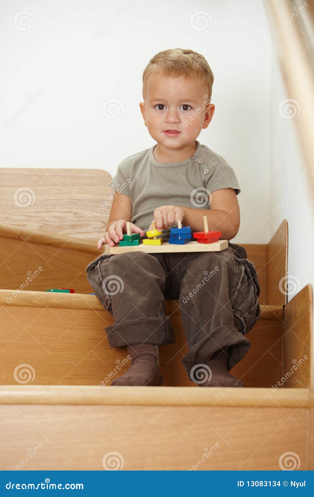 Little Boy Playing on Stairs Stock Photo Image of male, home 13083134