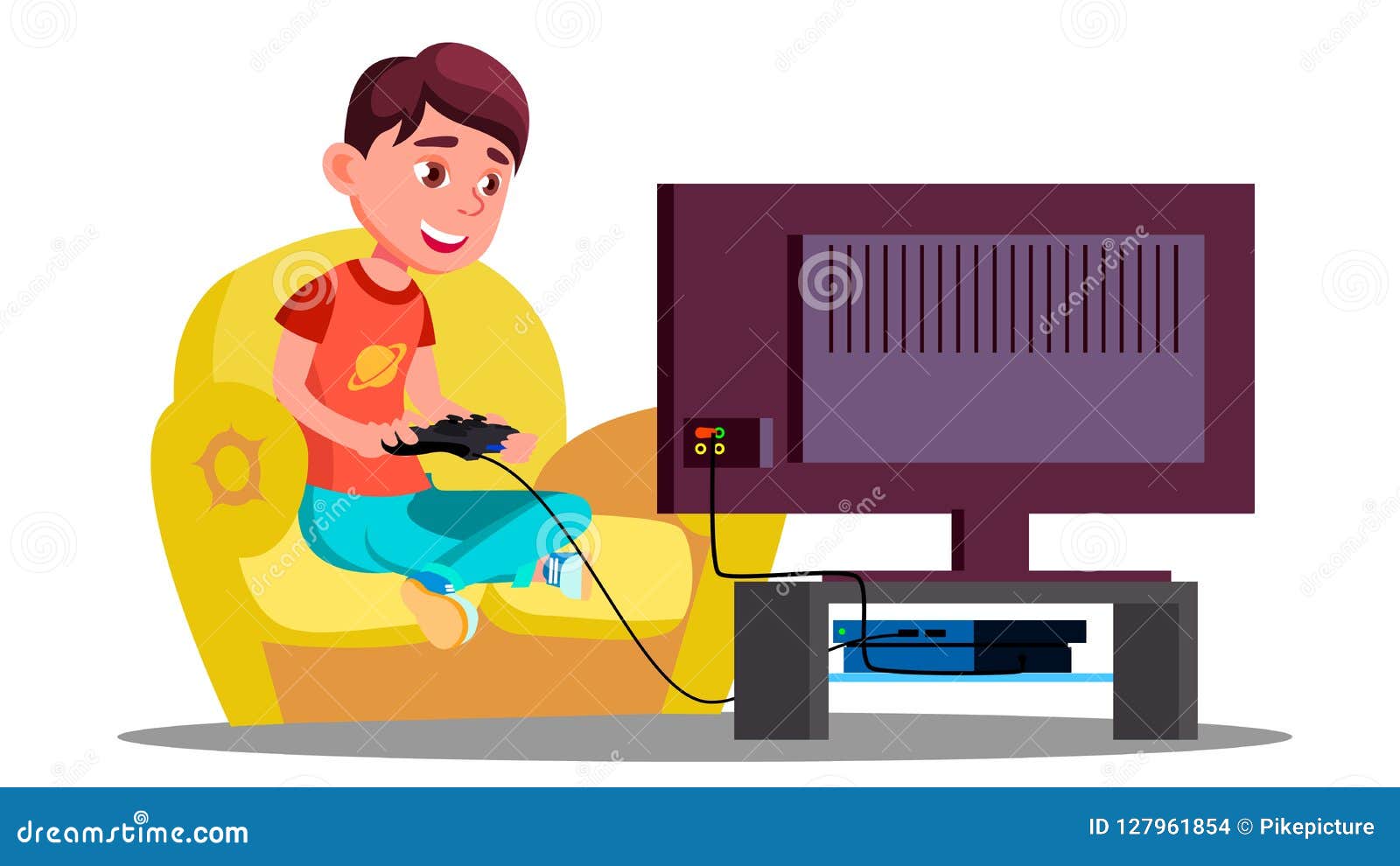 Child Teen Playing Online Video Games on Computer Stock Vector -  Illustration of student, internet: 226799176