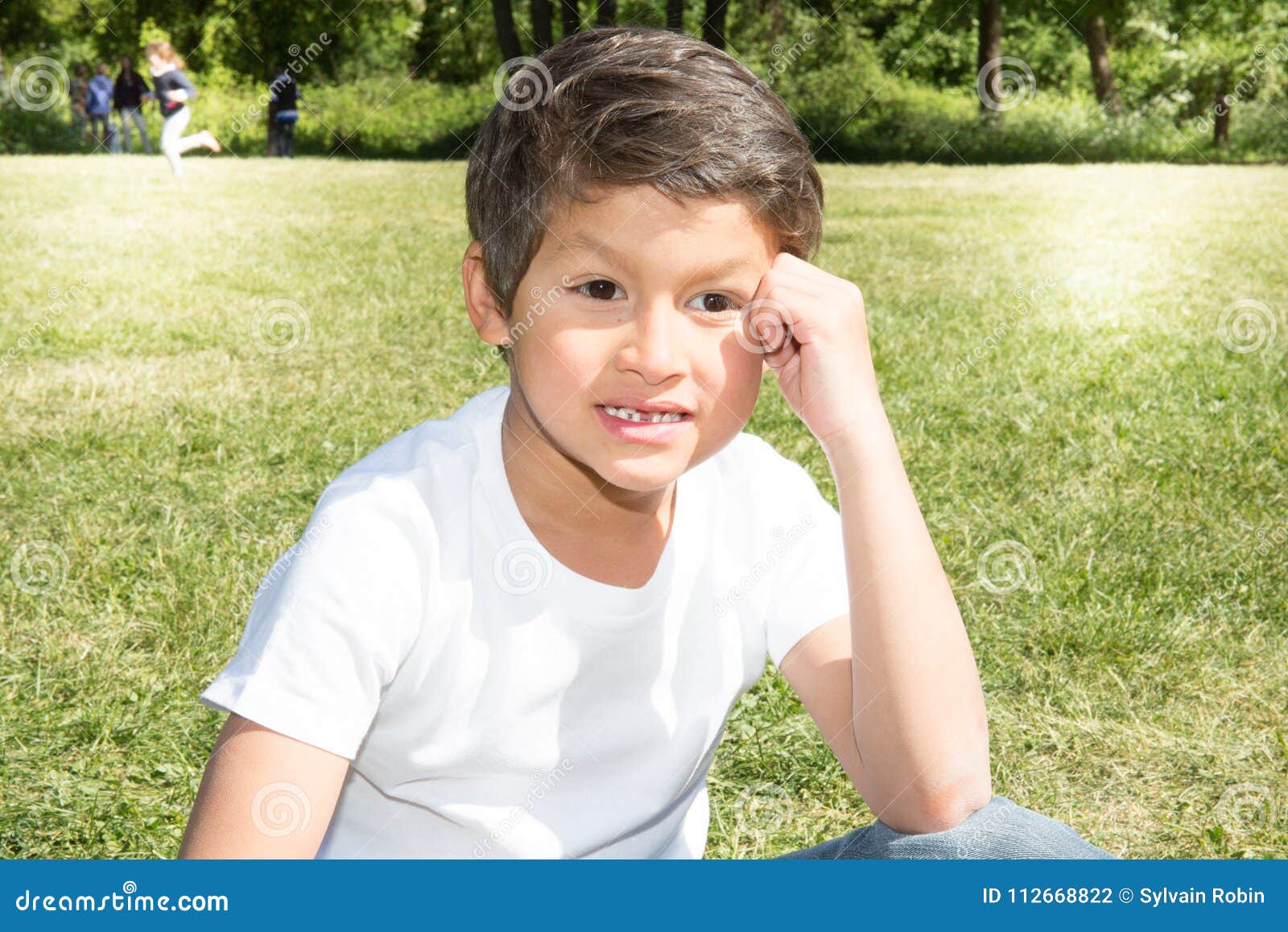 Boy Portrait Mixed Race in the Spring or Summer Park Stock Photo ...