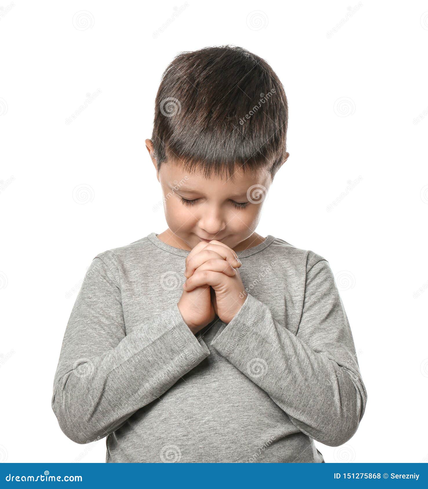 Little Boy Praying on White Background Stock Photo Image of grace