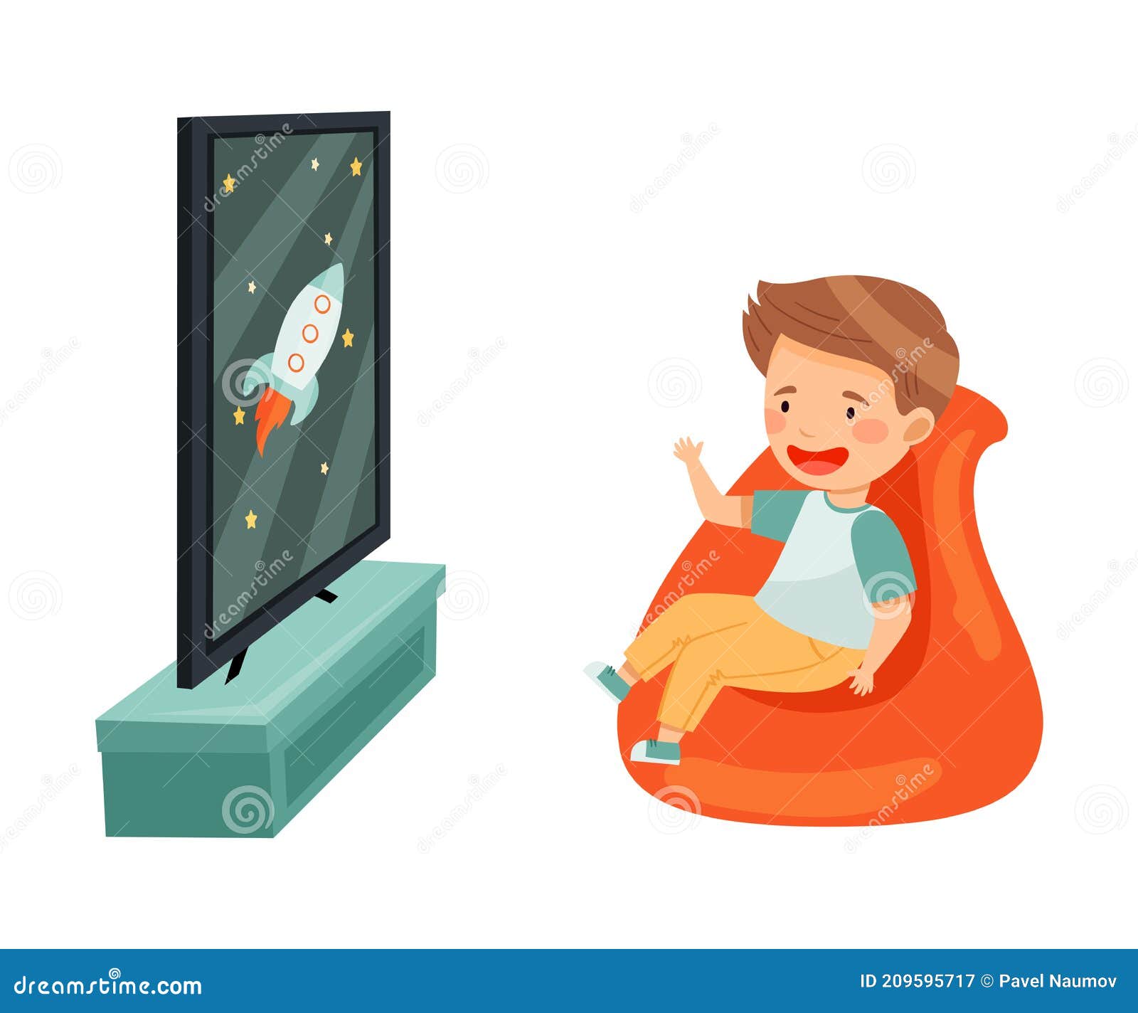 Little Boy Sitting in Armchair Watching Cartoon Film on TV Vector  Illustration Stock Vector - Illustration of show, watching: 209595717
