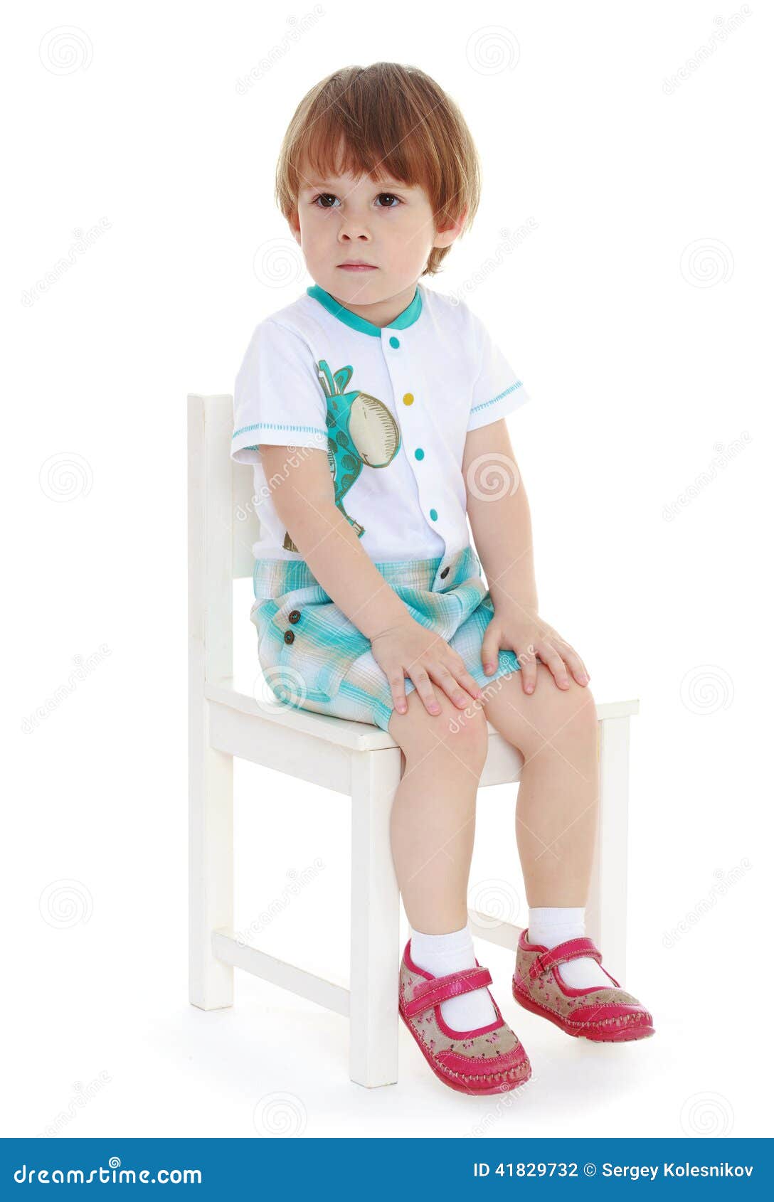 Little Boy Sitting on a Chair. Stock Photo - Image of look, smile: 41829732