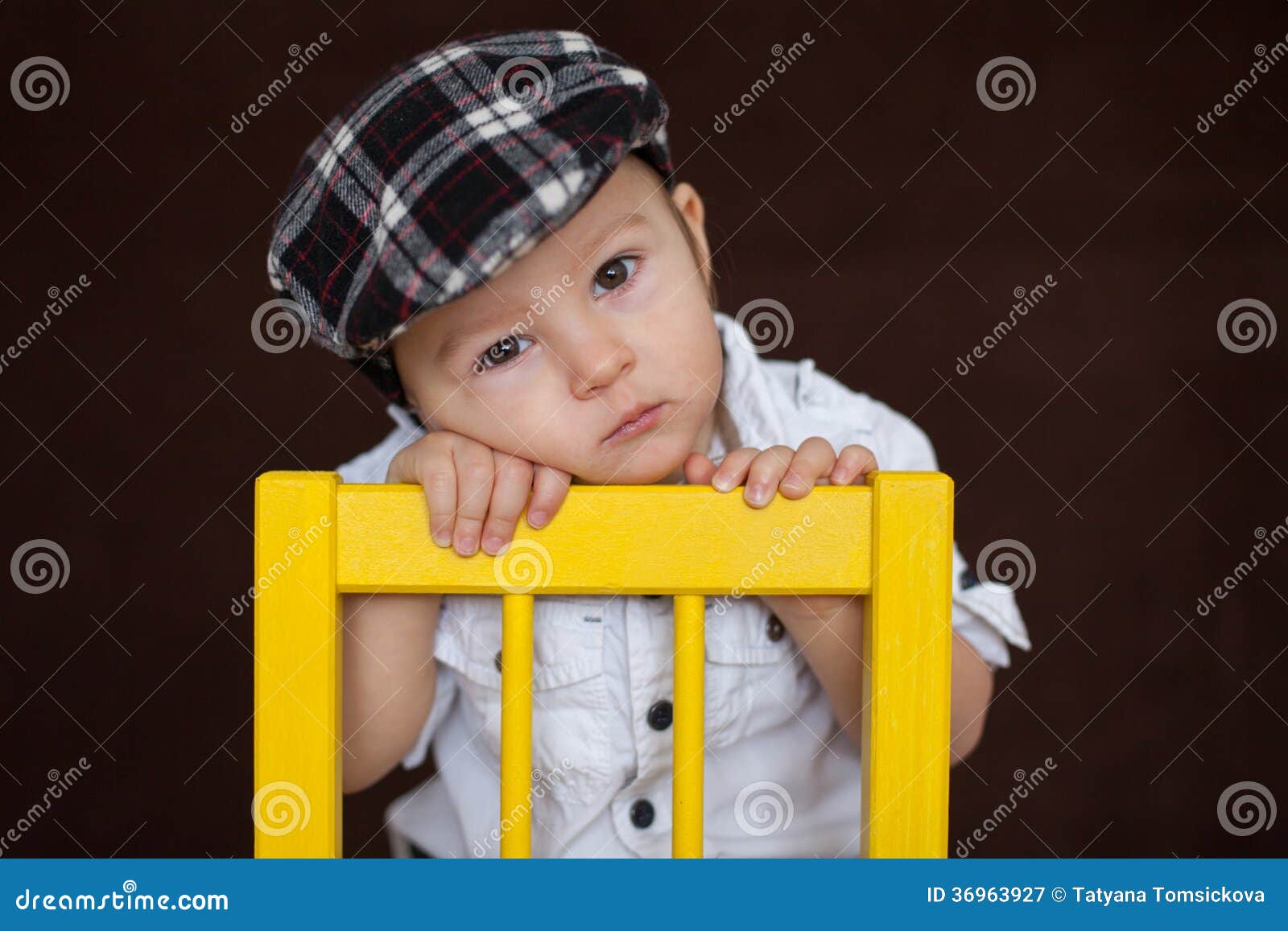 Little Boy, Sitting on a Chair Stock Image - Image of studio, nice