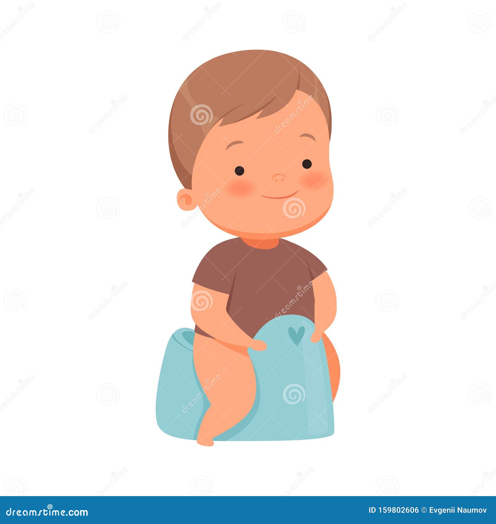 Little Boy is Sitting on the Potty. Vector Illustration on a White ...