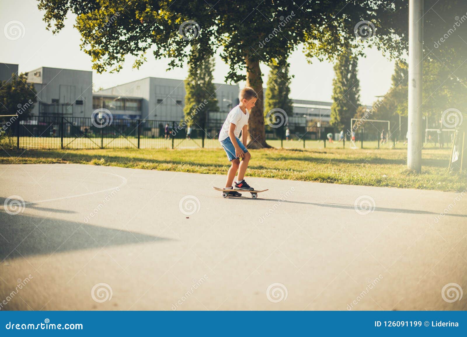 Little boy on skateboard. stock image. Image of skateboard 126091199