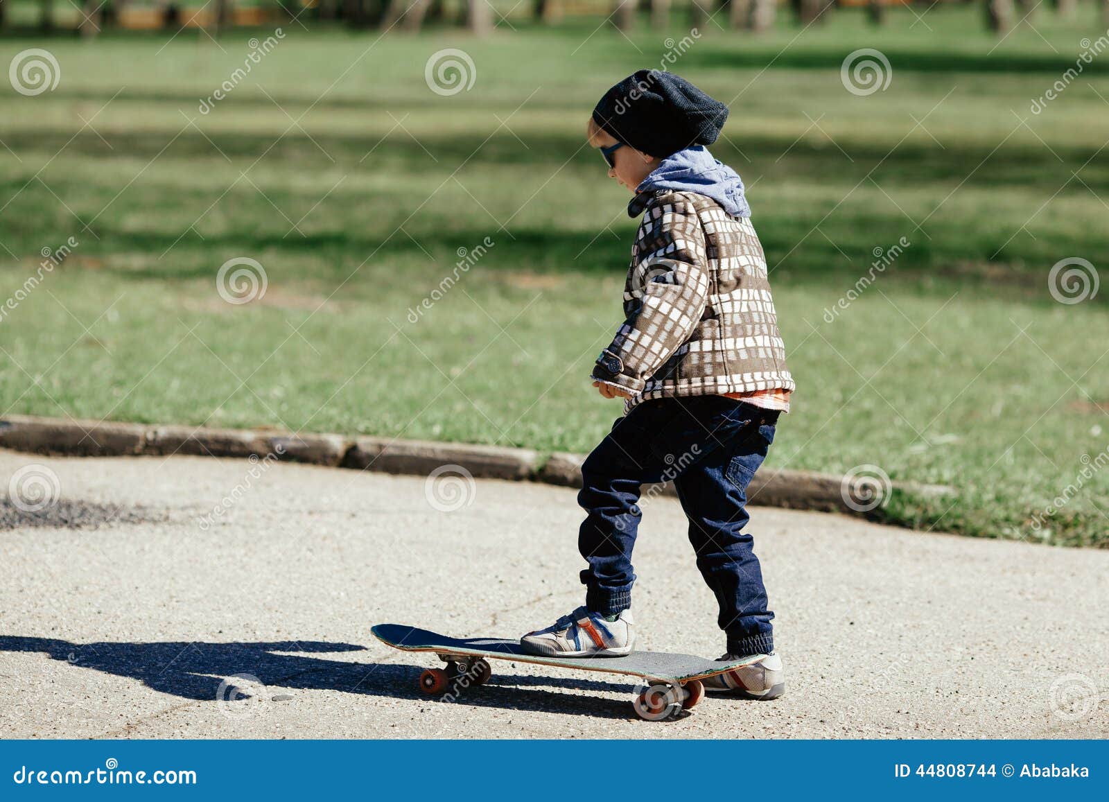 Little Boy with Skateboard on the Street Stock Photo Image of preteen