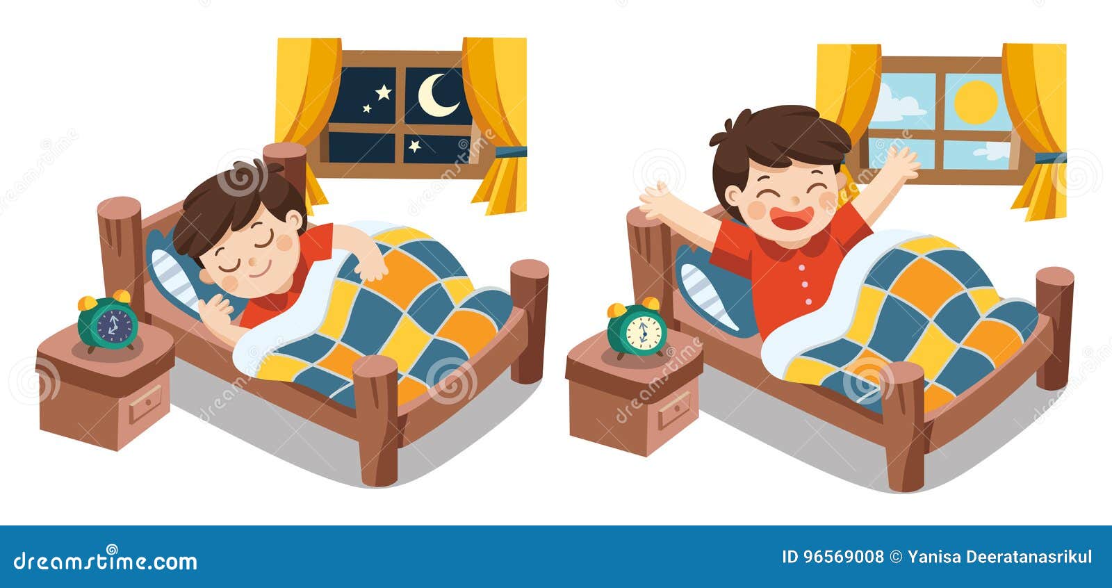 A Little Boy Sleeping On Tonight Dreams And Wake Up Stock Vector