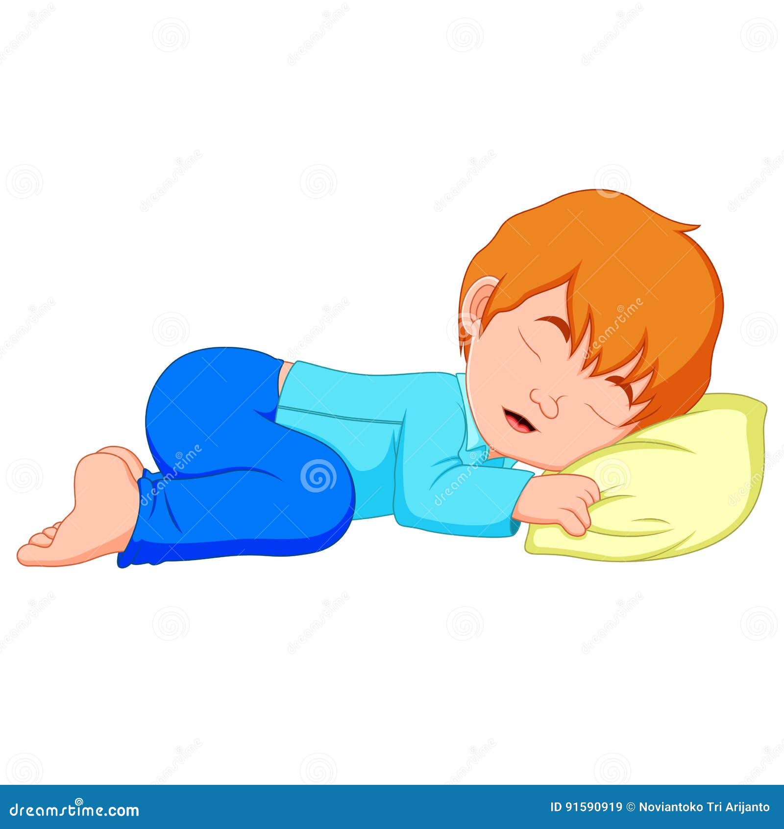 Little Boy Sleeping on a White Background Stock Vector Illustration