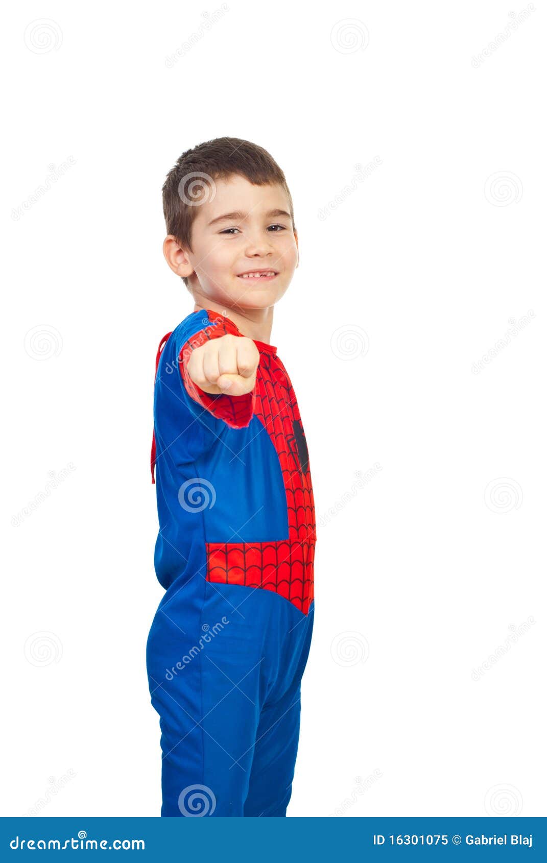 Boy In Spider Costume Showing Fist Hand RoyaltyFree Stock Image 16327882