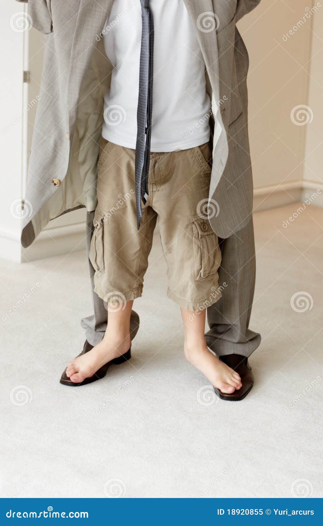 Little Boy Standing On His Father S Feet Stock Image
