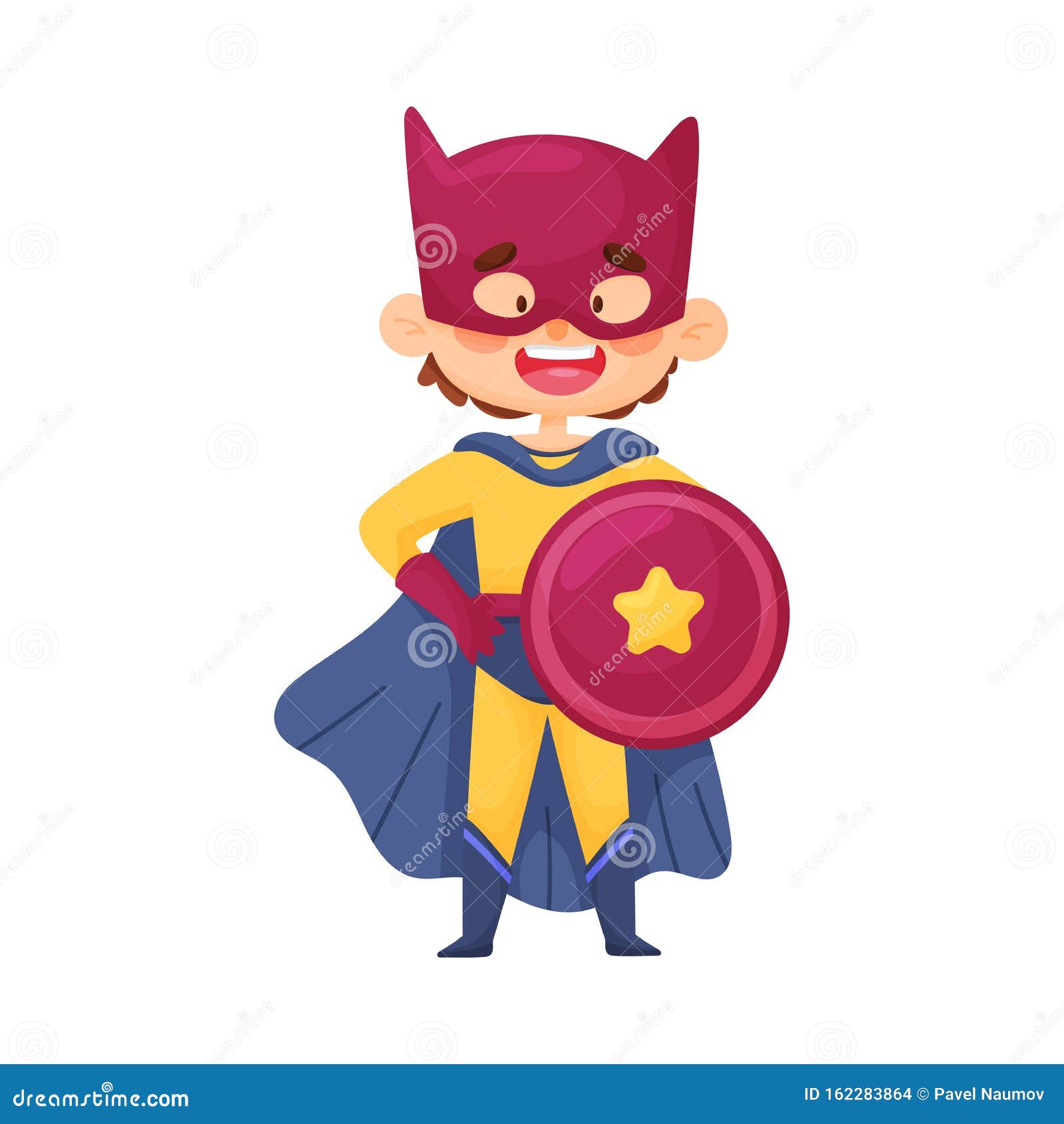 Little Boy in Superman Costume, Cloak, Shield and Cap with Cat Ears Vector  Illustration Cartoon Character Stock Vector - Illustration of power,  confident: 162283864