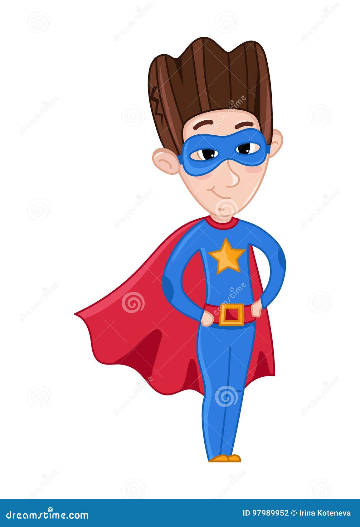 Little Boy in Superman Costume and Red Cloak Stock Vector - Illustration of  lifestyle, play: 97989952