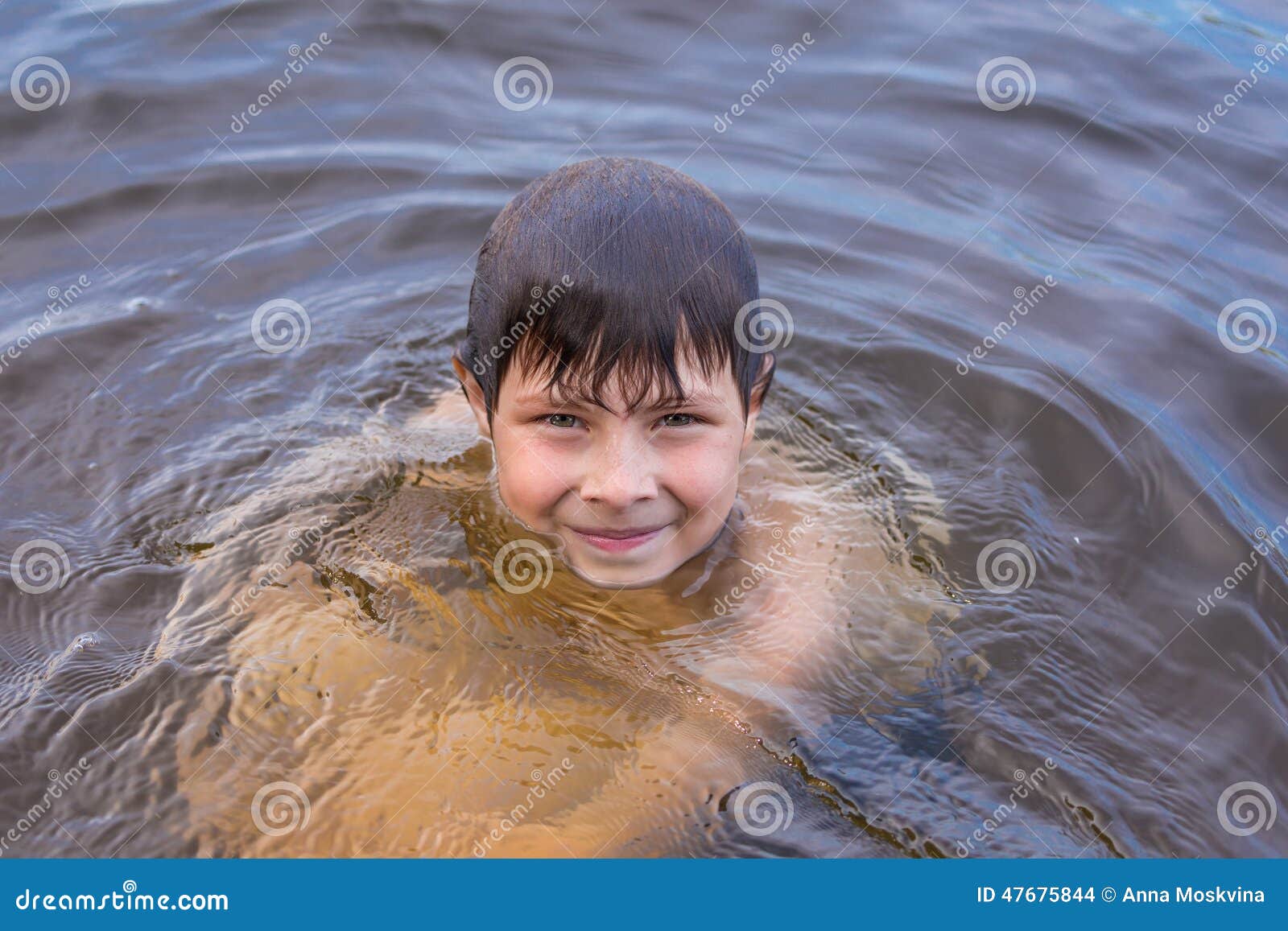 Little Boy Swimming in a Lake Stock Photo Image of relaxation, people
