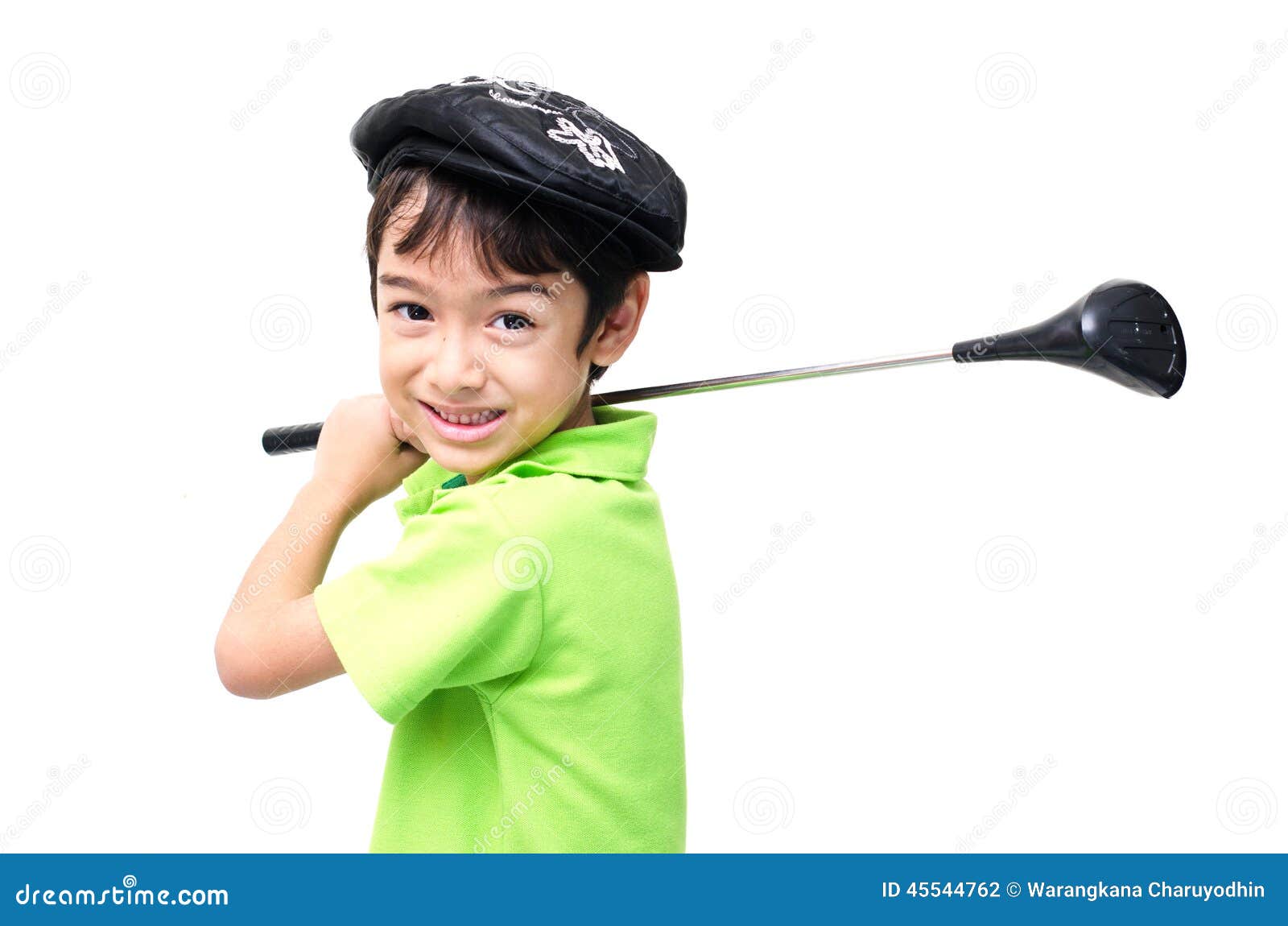 Little Boy Taking Golf Club Stock Photo Image of studio, action 45544762