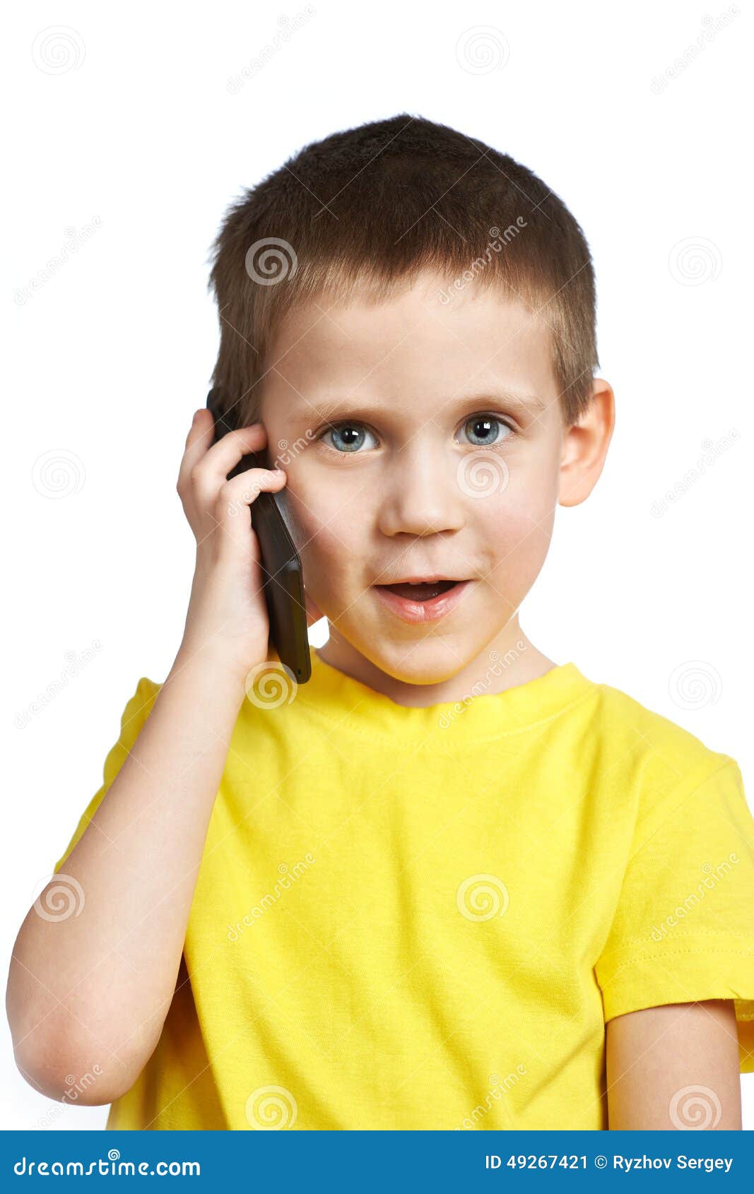 Little Boy Talking on Phone Stock Image Image of closeup