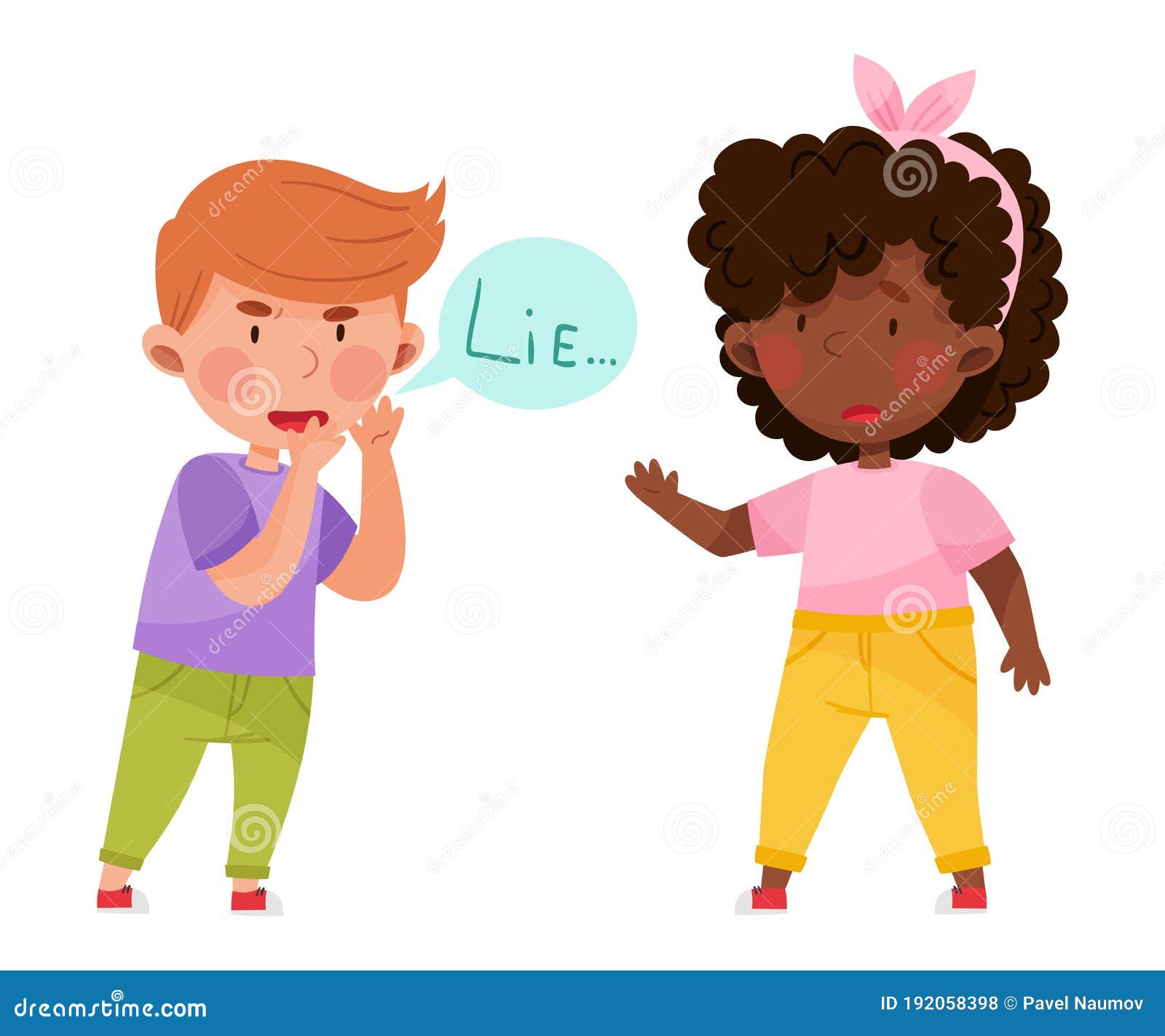 little boy telling lie to his agemate girl  