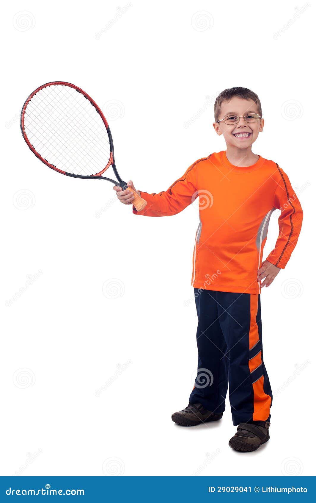 Little Boy With Tennis Racket Stock Image - Image of ...