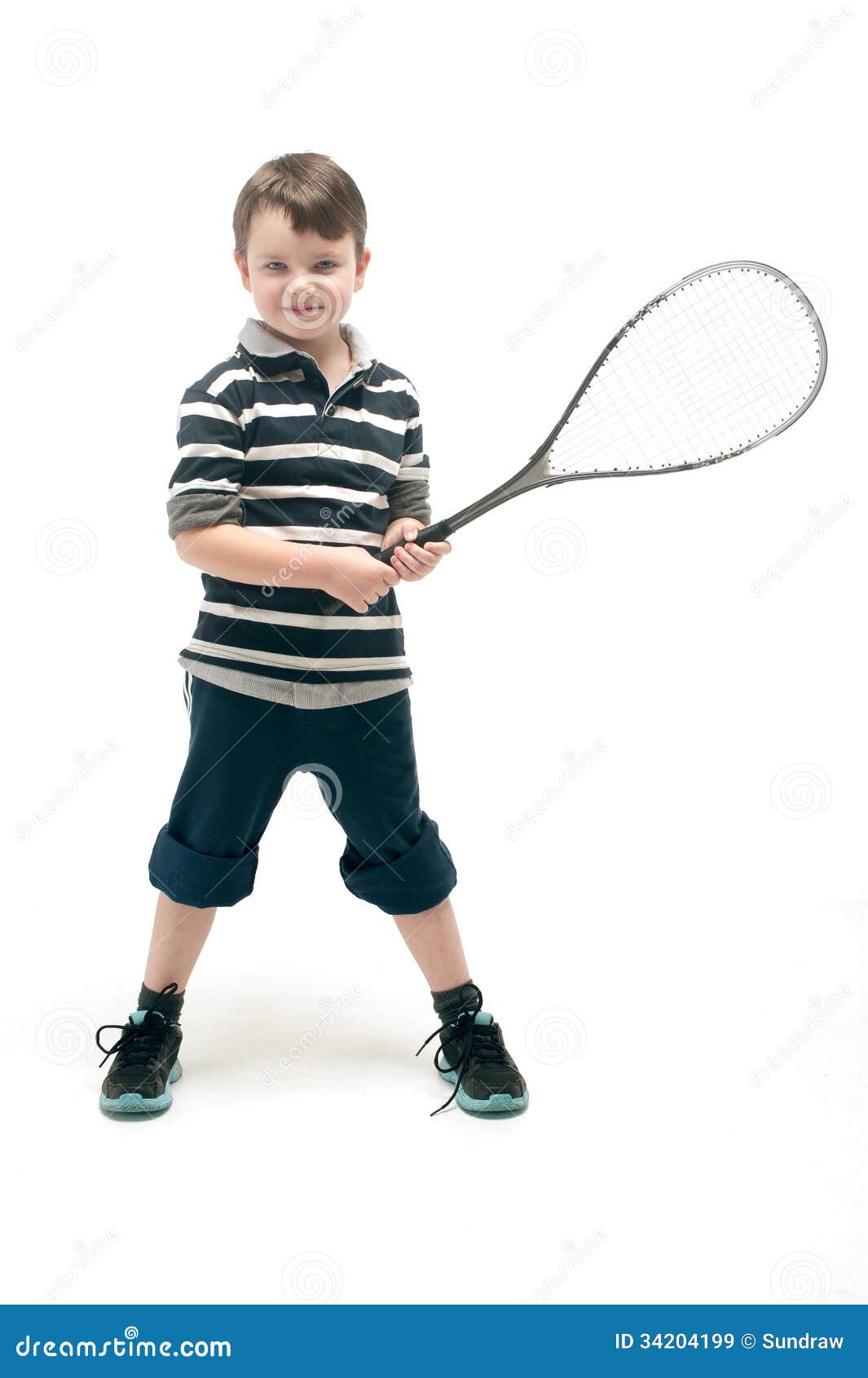 Little Boy with Tennis Racket Stock Image Image of play, game 34204199