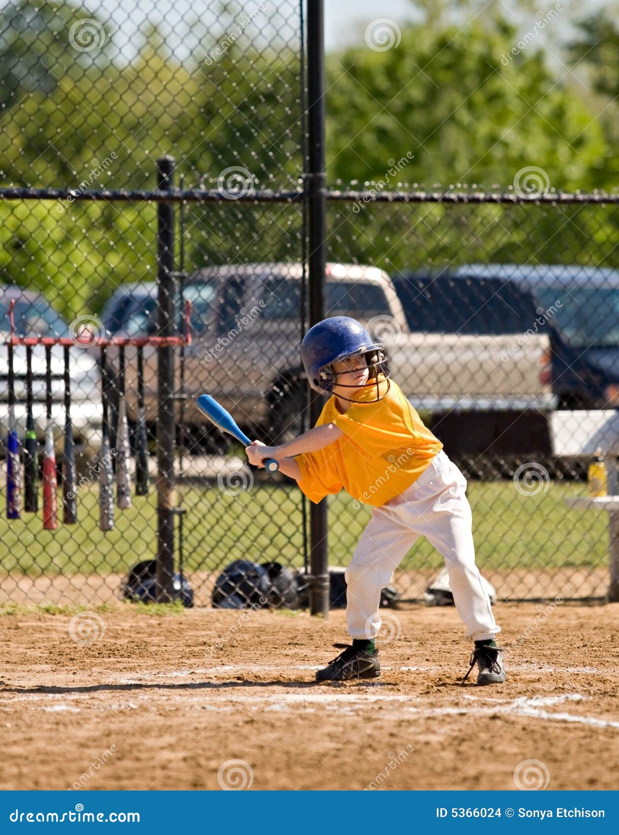 Little Boy Up to Bat stock photo. Image of batting, field 5366024