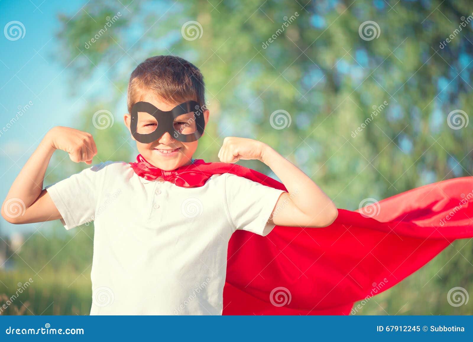 Little Boy Wearing Superhero Costume Stock Image Image of hand