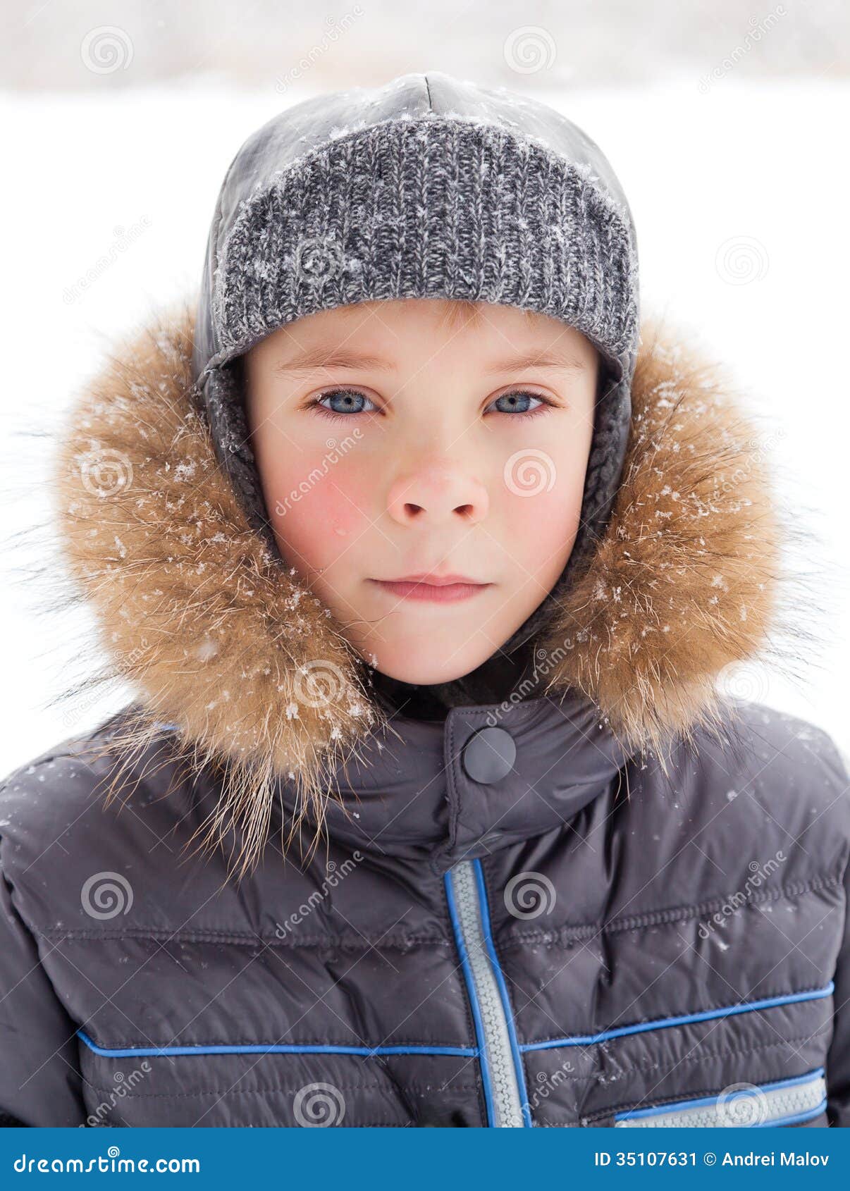 Little boy at wintertime stock image. Image of cold, smiling 35107631