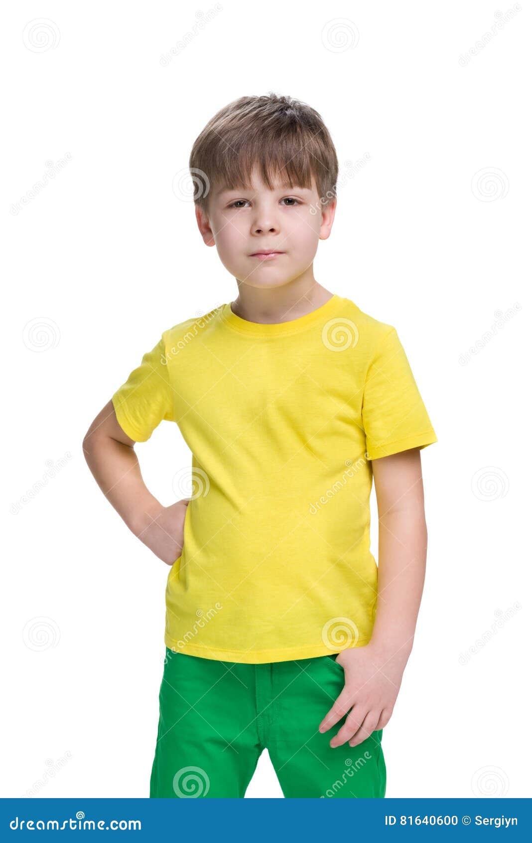 Little Boy in a Yellow Shirt Stock Photo Image of pleasure, handsome