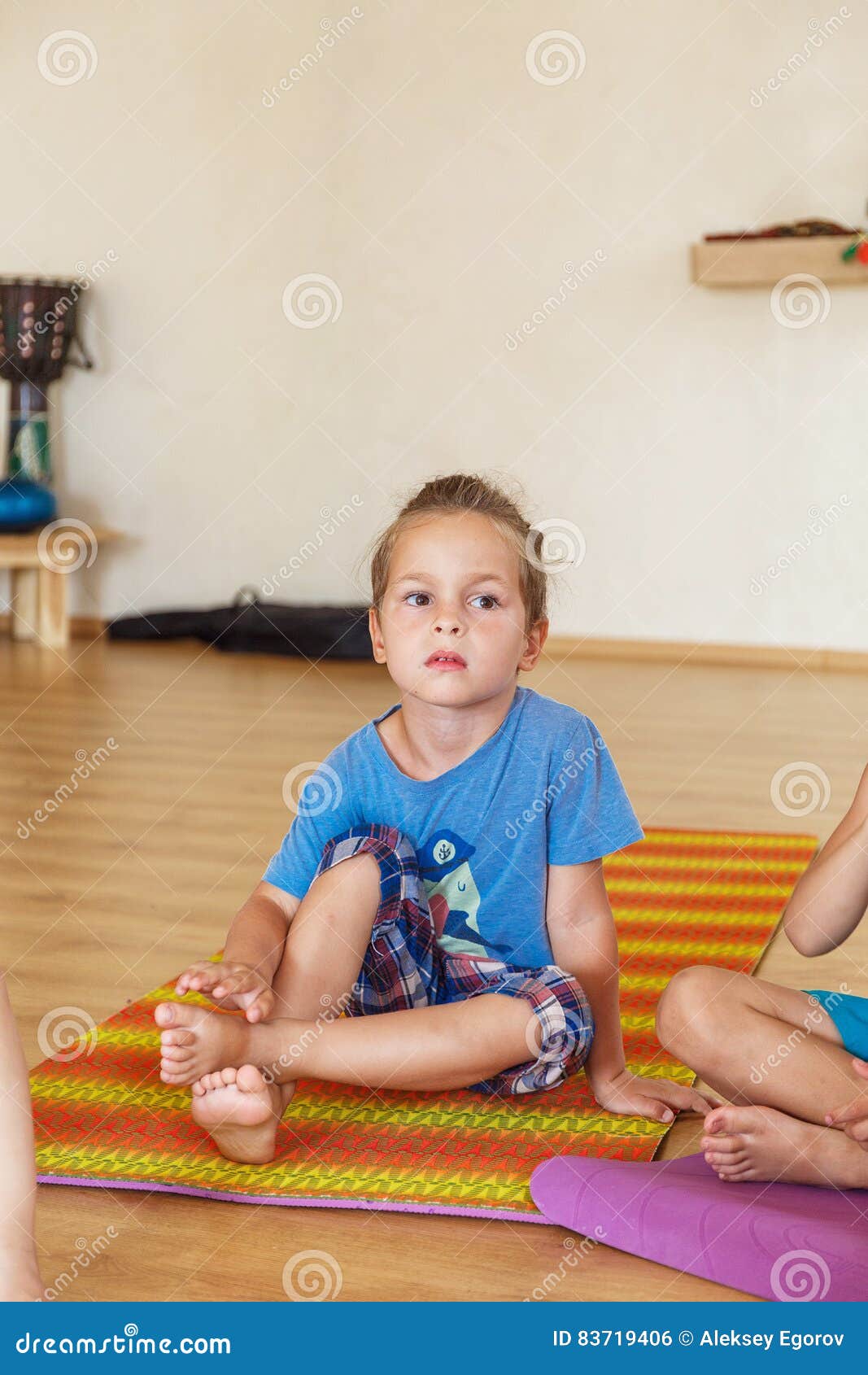 Little boy on a yoga class stock photo. Image of beauty 83719406