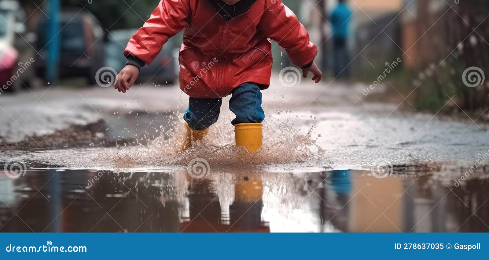 Little Boys Rain Boots and Puddles Generative AI Stock Illustration Illustration of boots weather 278637035