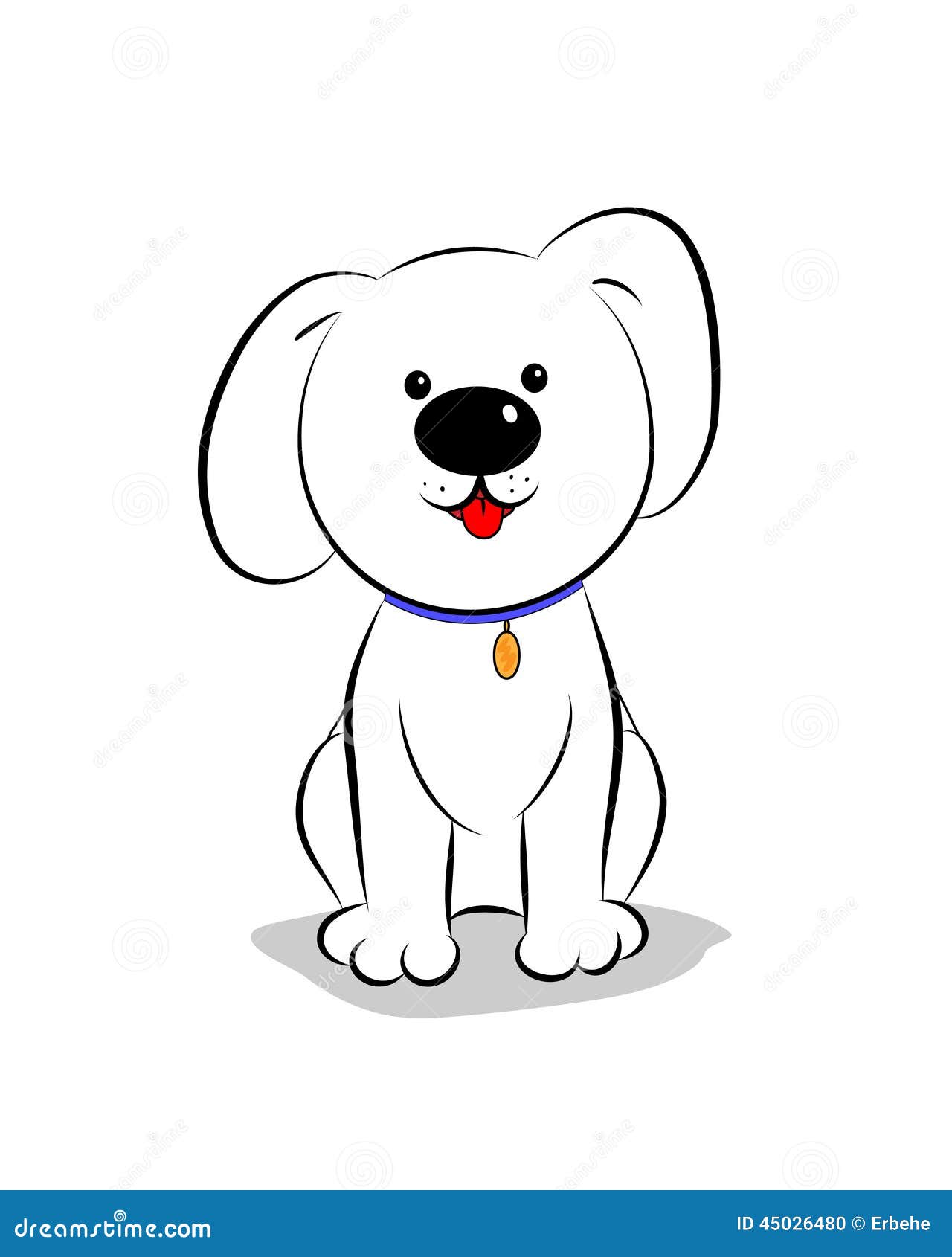 Little Cartoon Dog Sitting. Outline. Stock Vector - Illustration of  domestic, snout: 45026480