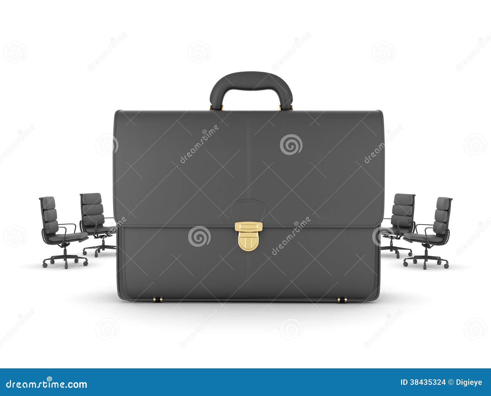 Little Chairs and Big Briefcase Concept Illustration Stock