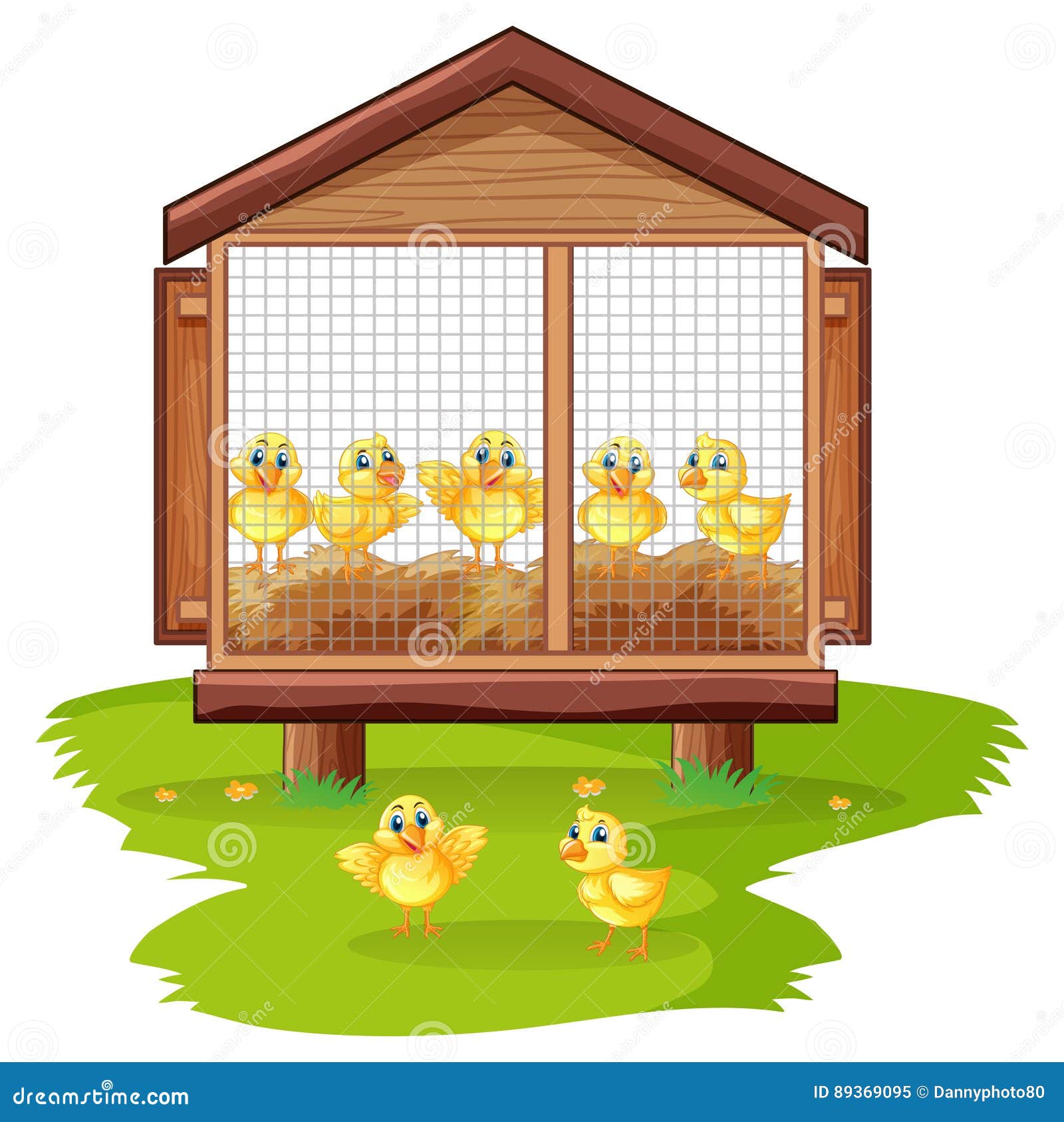 Little Chicks in Chicken Coop Stock Vector Illustration of chicks