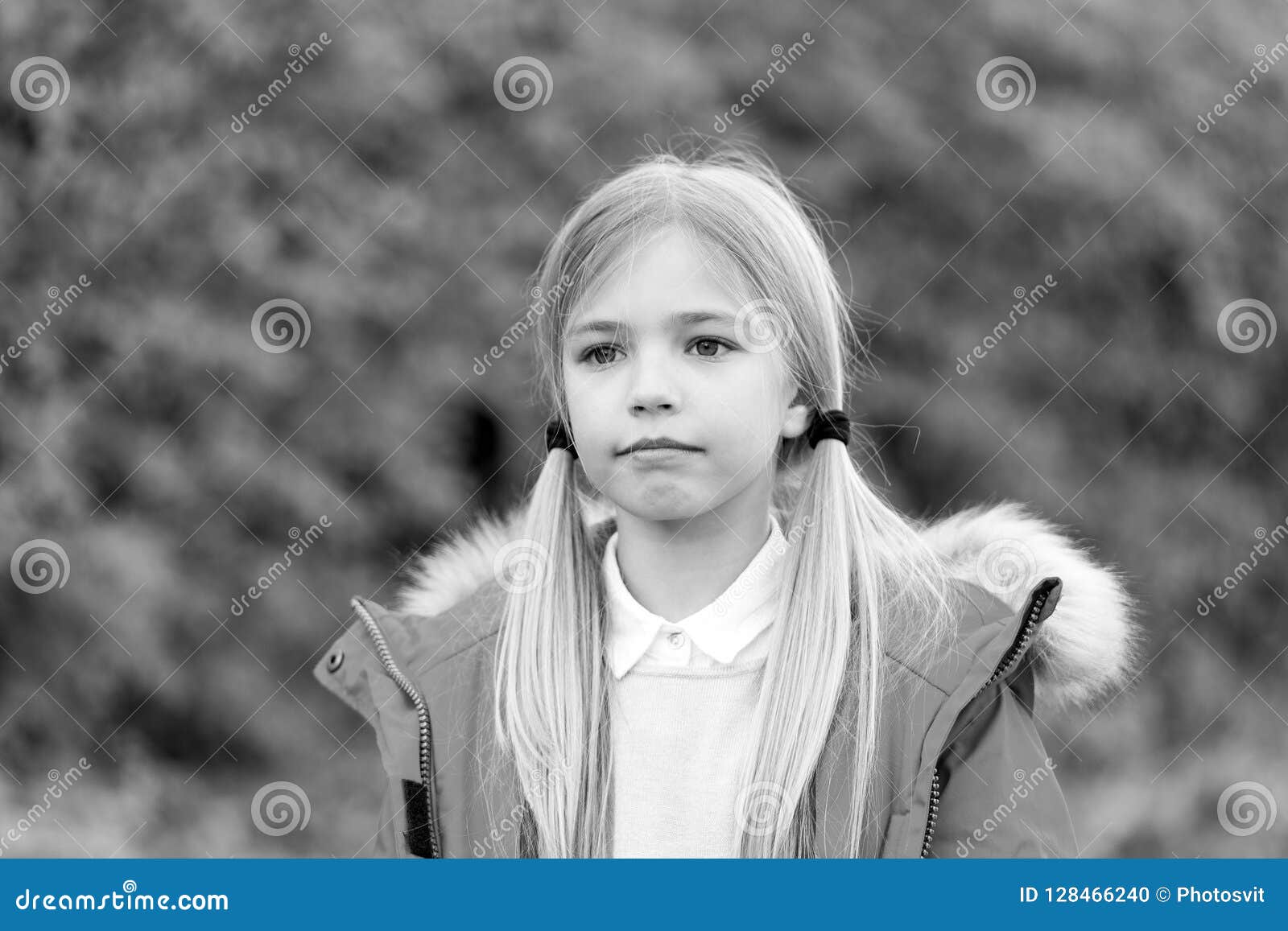 Little Child with Cute Face on Natural Background Outdoor, Fashion ...