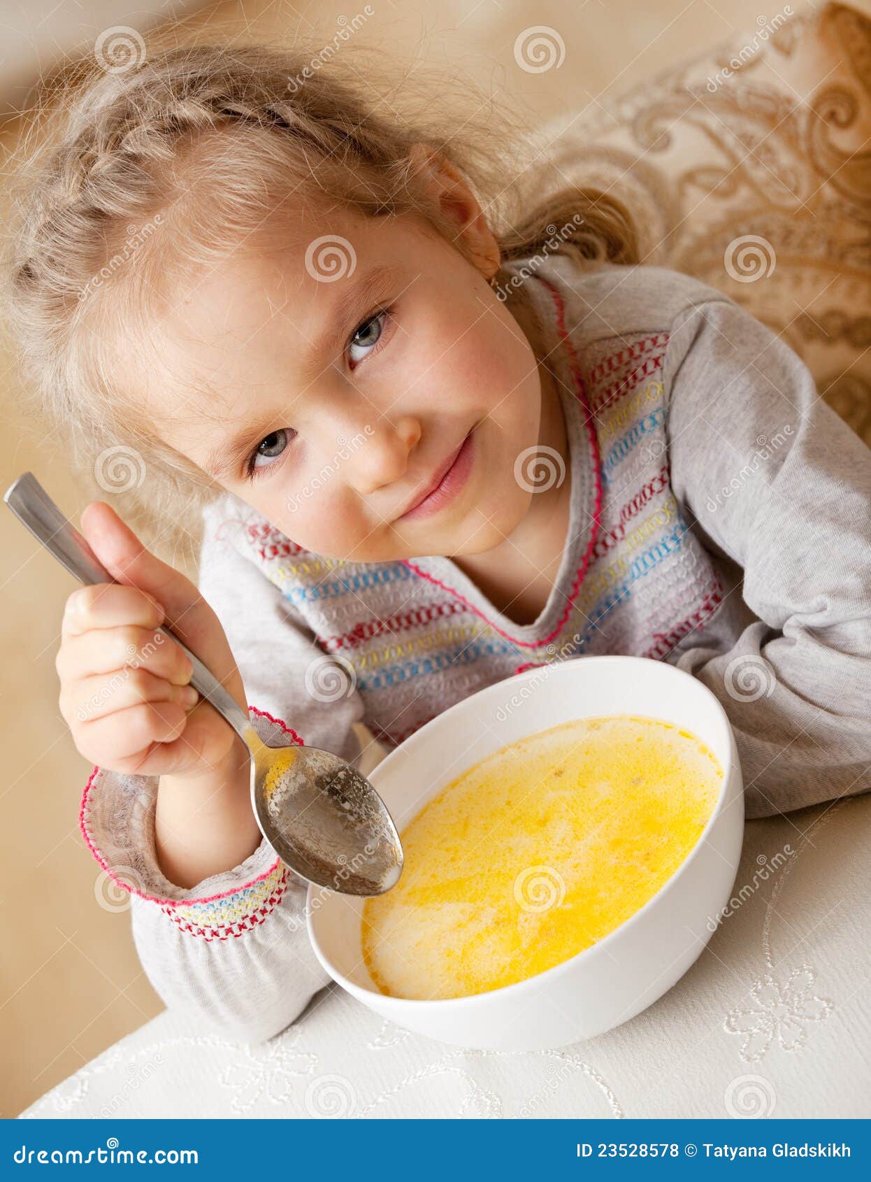 Little Child Eating Soup Royalty Free Stock Photos Image 23528578