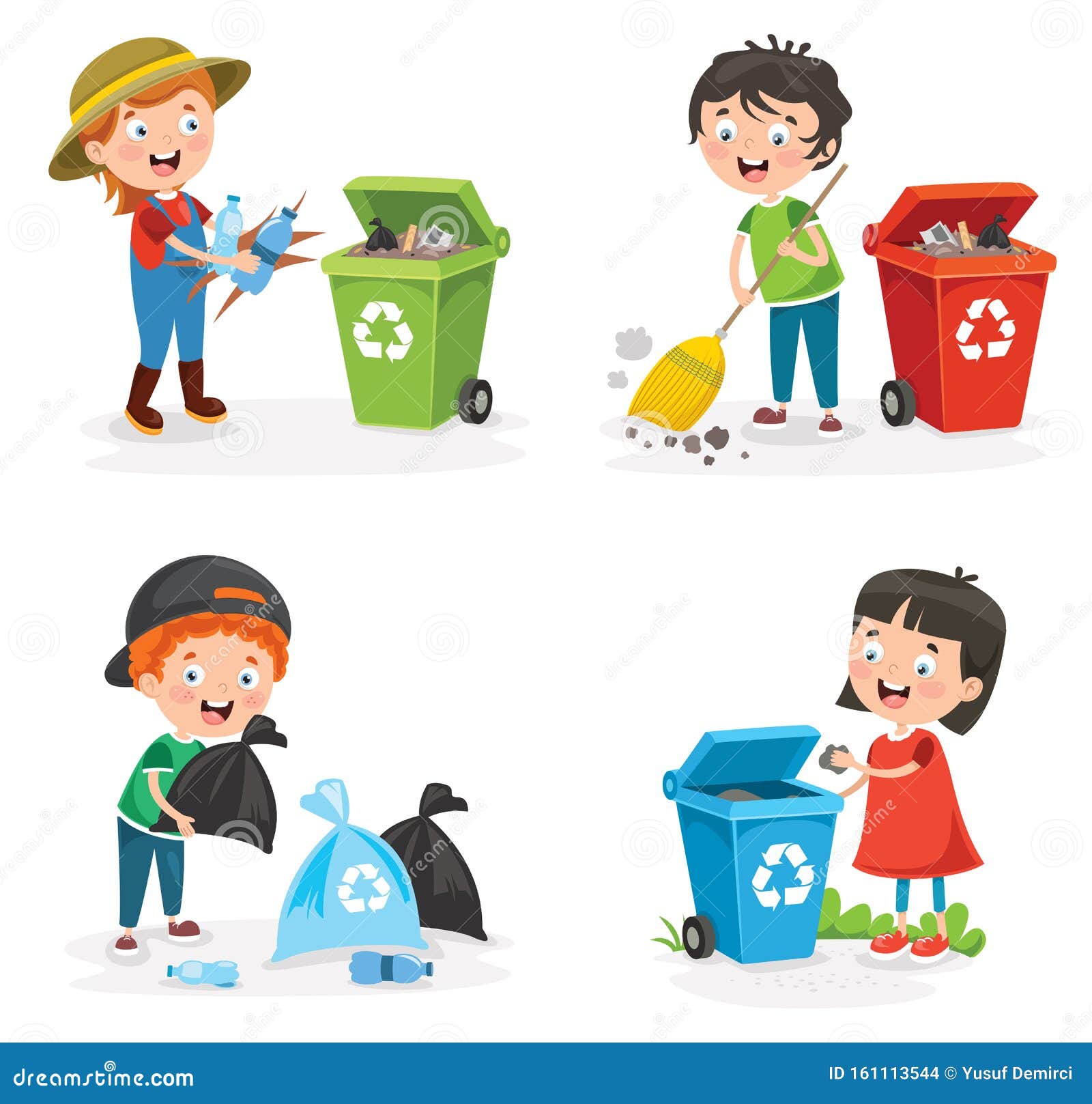 Little Children Cleaning and Recycling Garbage Stock Vector ...