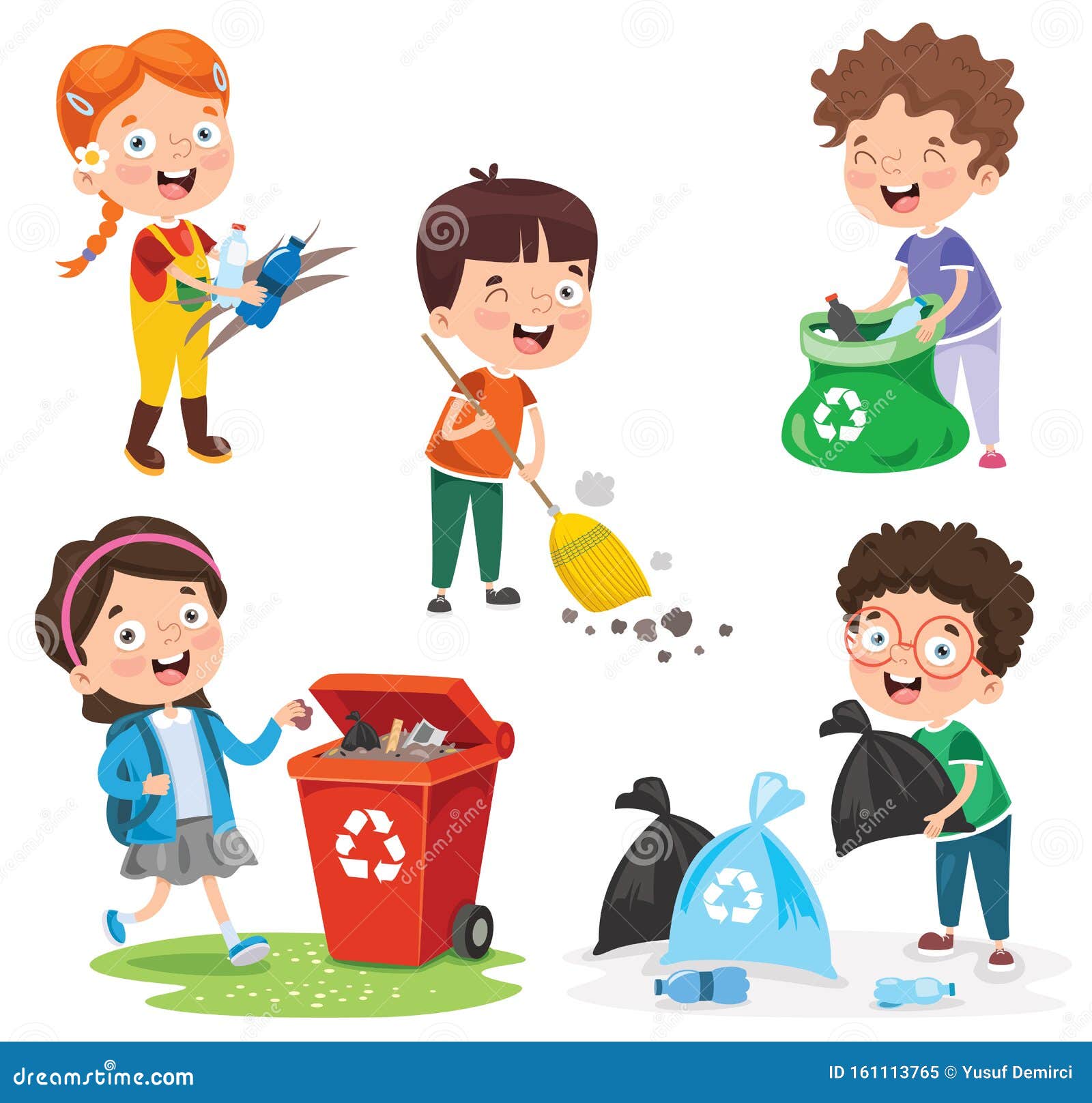 Little Children Cleaning and Recycling Garbage Stock Vector ...