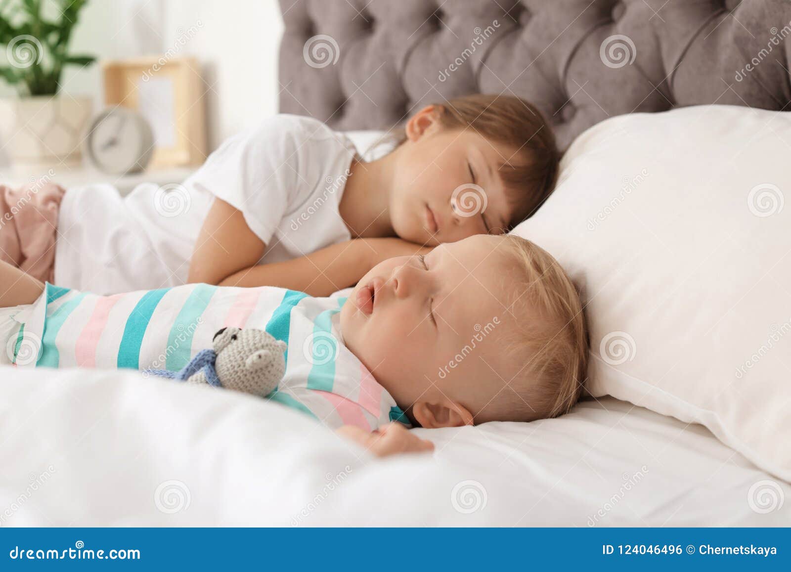 Little Children Sleeping in Bed Stock Photo Image of healthy, bedtime