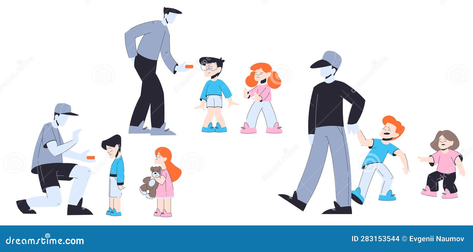 Little kids in dangerous situations playing Vector Image