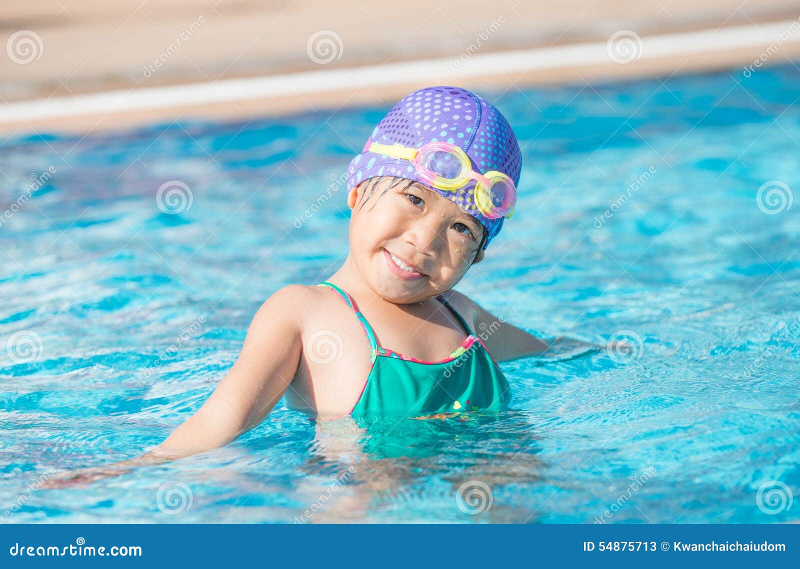 Little Cute Asian Girl on Bikini Suit Stock Image Image of young