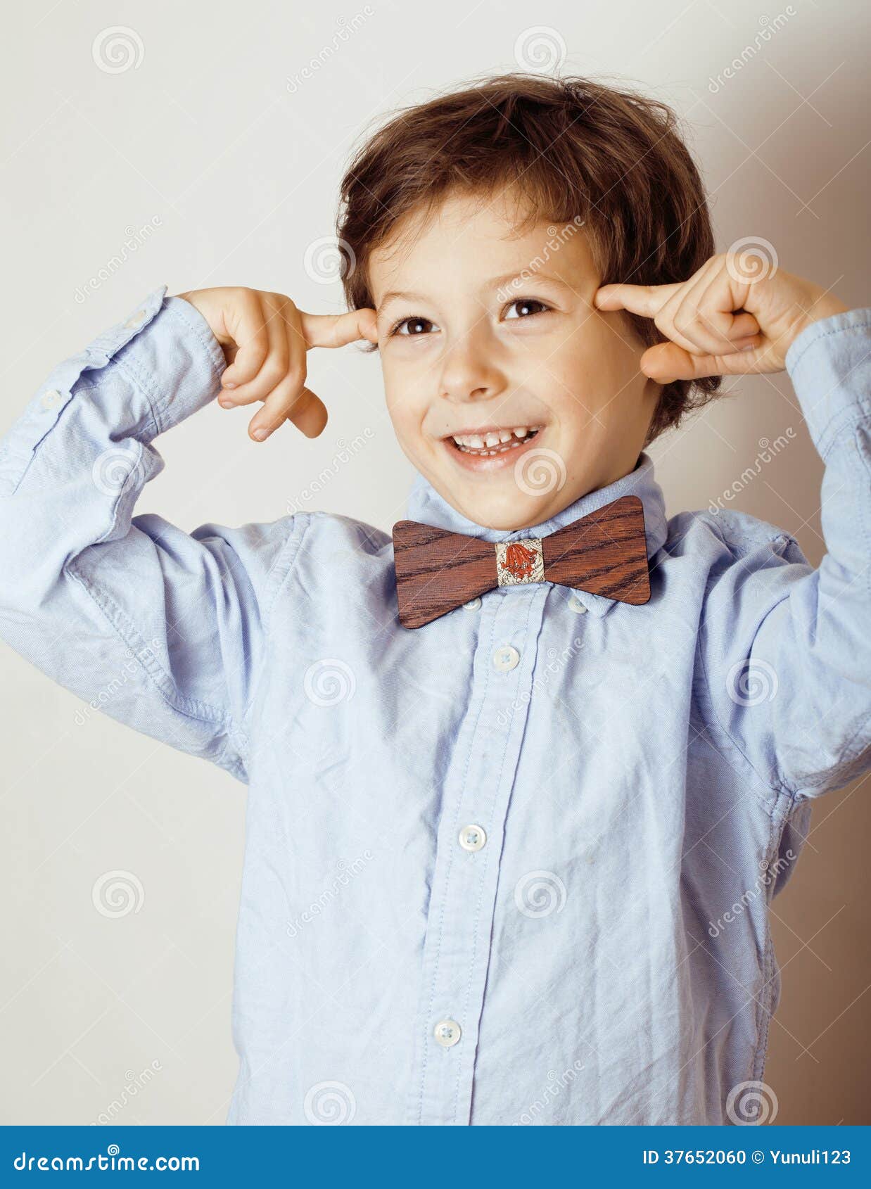 Little Cute Boy in Bowtie Smiling Stock Photo Image of necktie