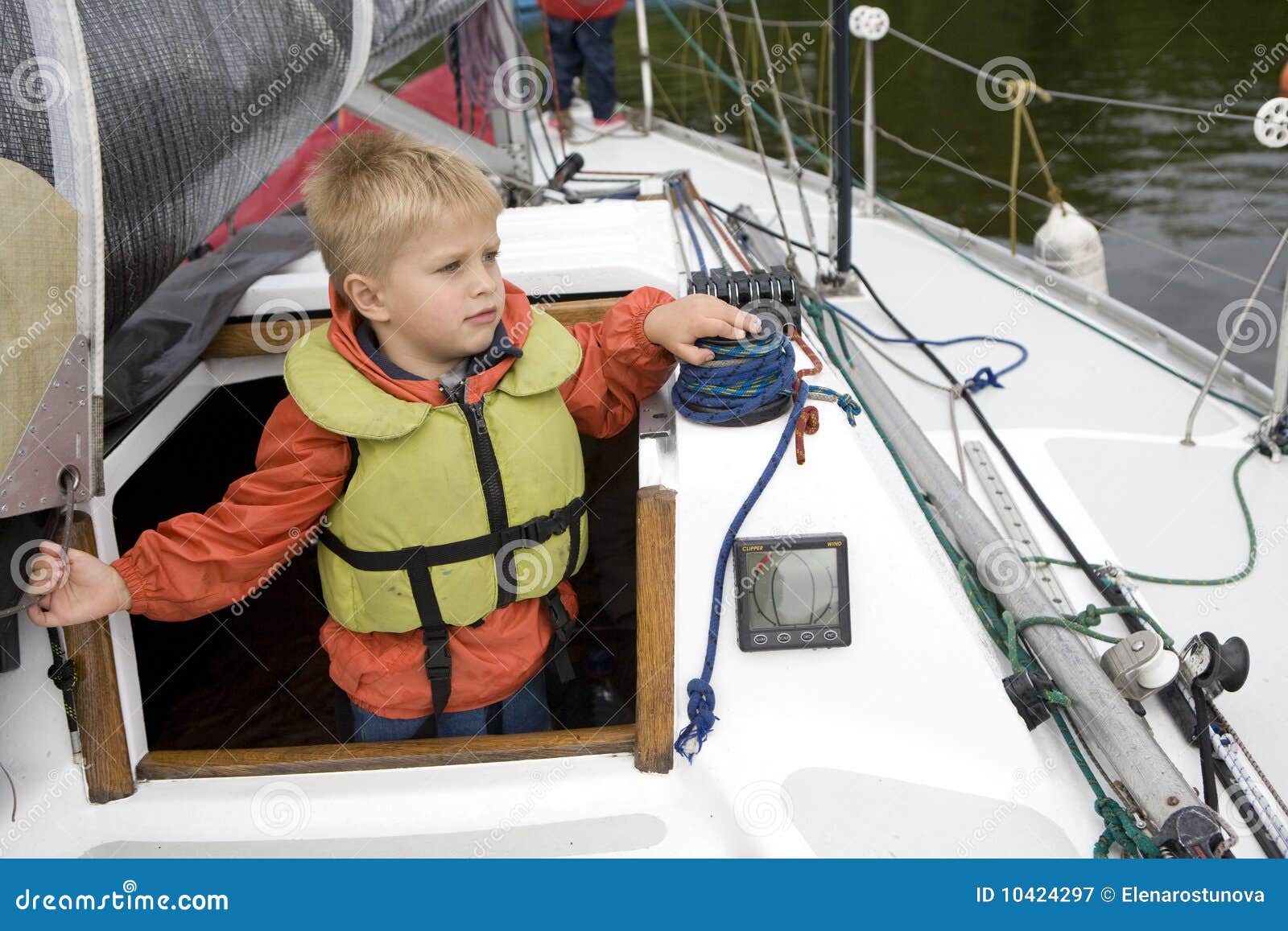 Little Cute Boy Life Jacket Yacht Stock Photos Free & RoyaltyFree