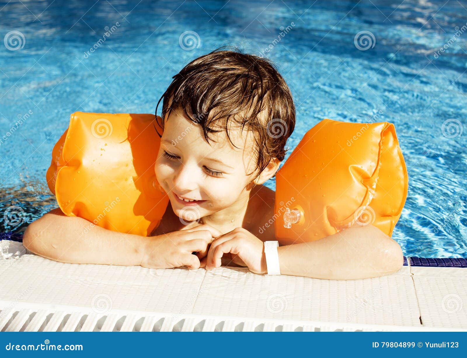 Little Cute Boy in Swimming Pool Stock Image Image of cute, leisure