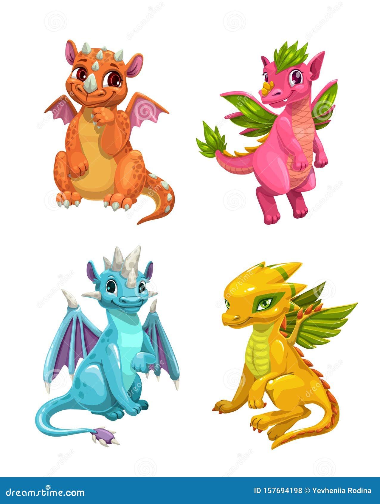 Little Cute Cartoon Dragons Set. Colotful Fantasy Monsters Stock Vector -  Illustration of colorful, collection: 157694198