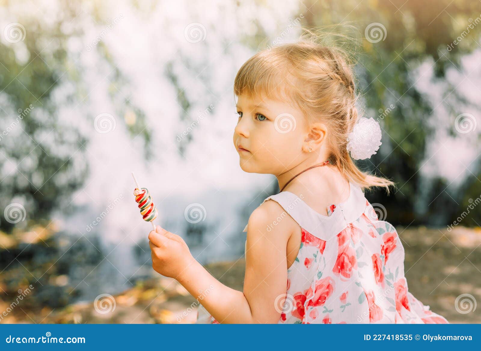 Little Cute Funny Girl Licking Lollipop Stock Image - Image of girl ...