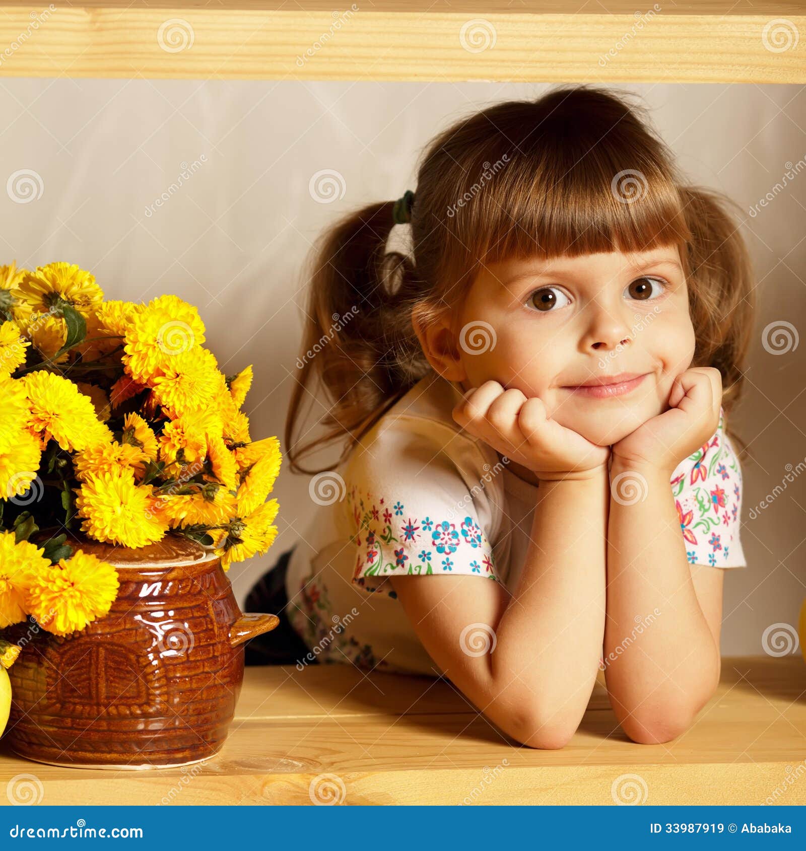 Little Cute Girl With A Pot Of Honey Stock Image - Image: 33987919