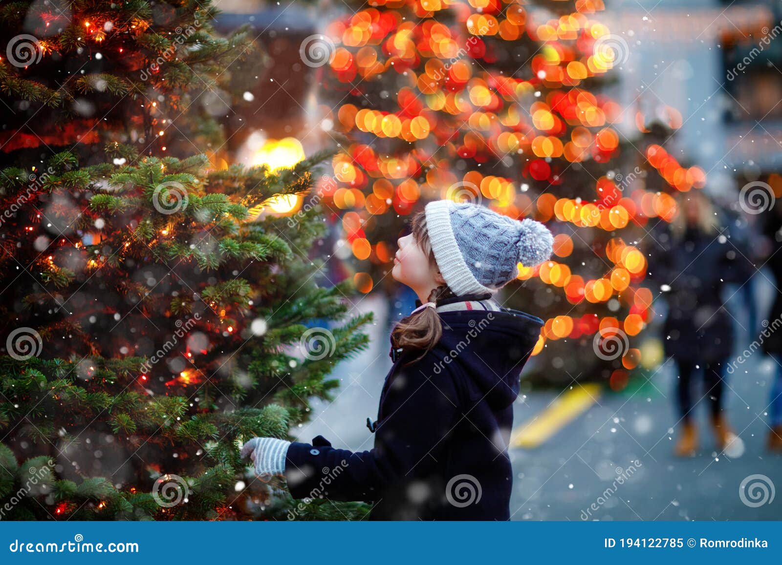 Little Cute Kid Girl Having Fun on Traditional Christmas Market during ...
