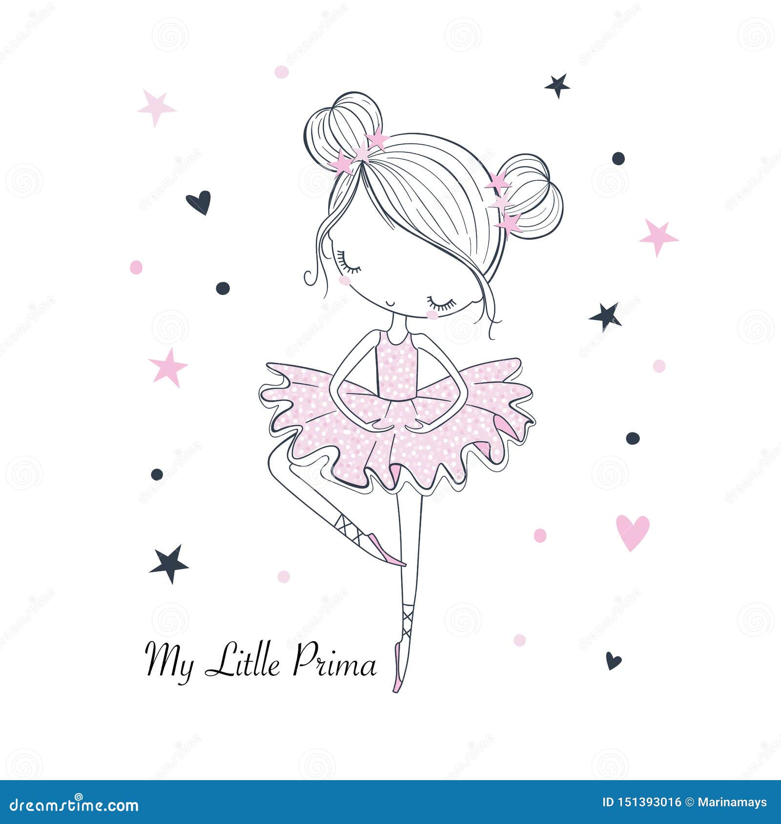 little dancing ballerina. childish  graphic doodle 